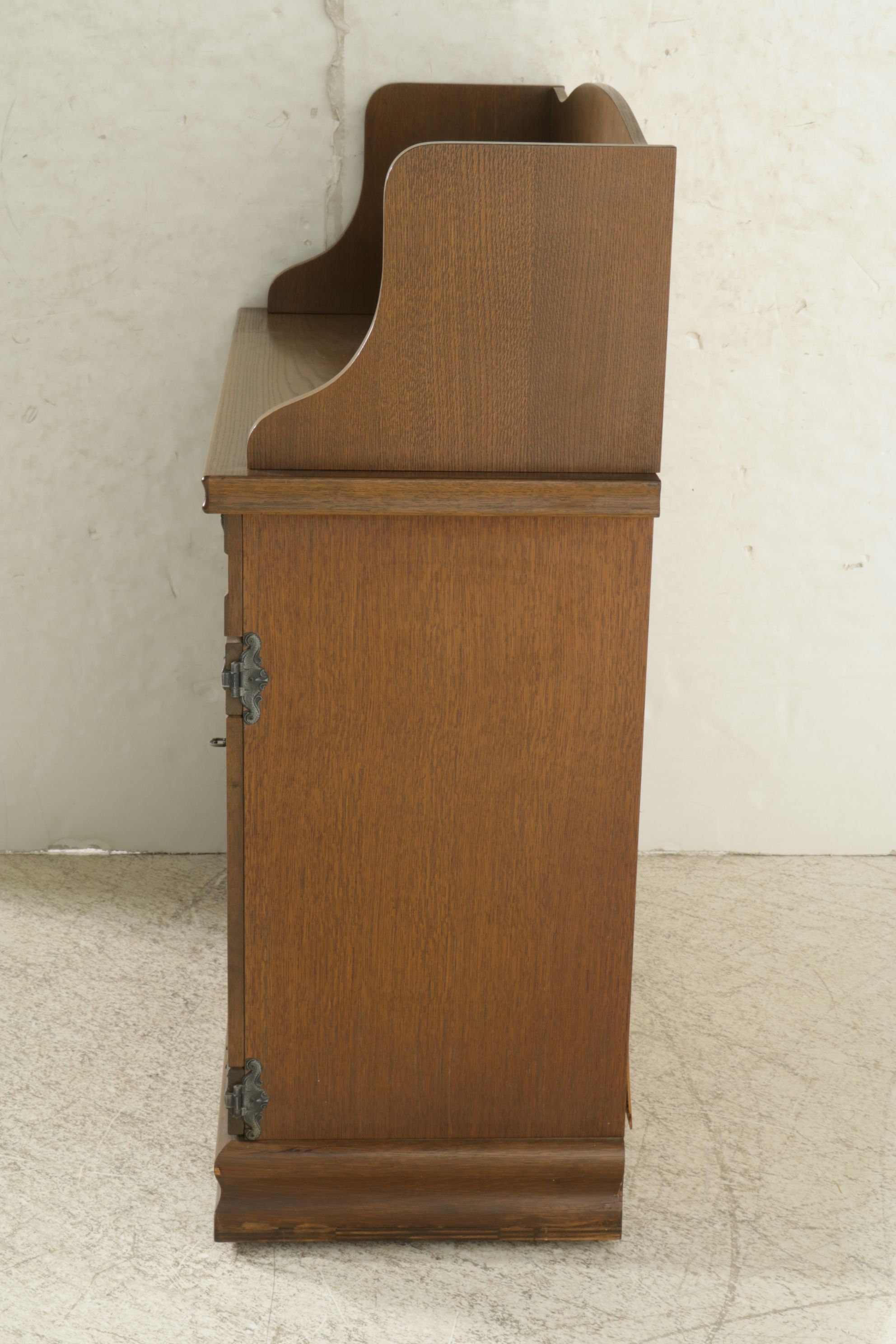 West German Oak Finished Cabinet and Shelf, Late 20th Century