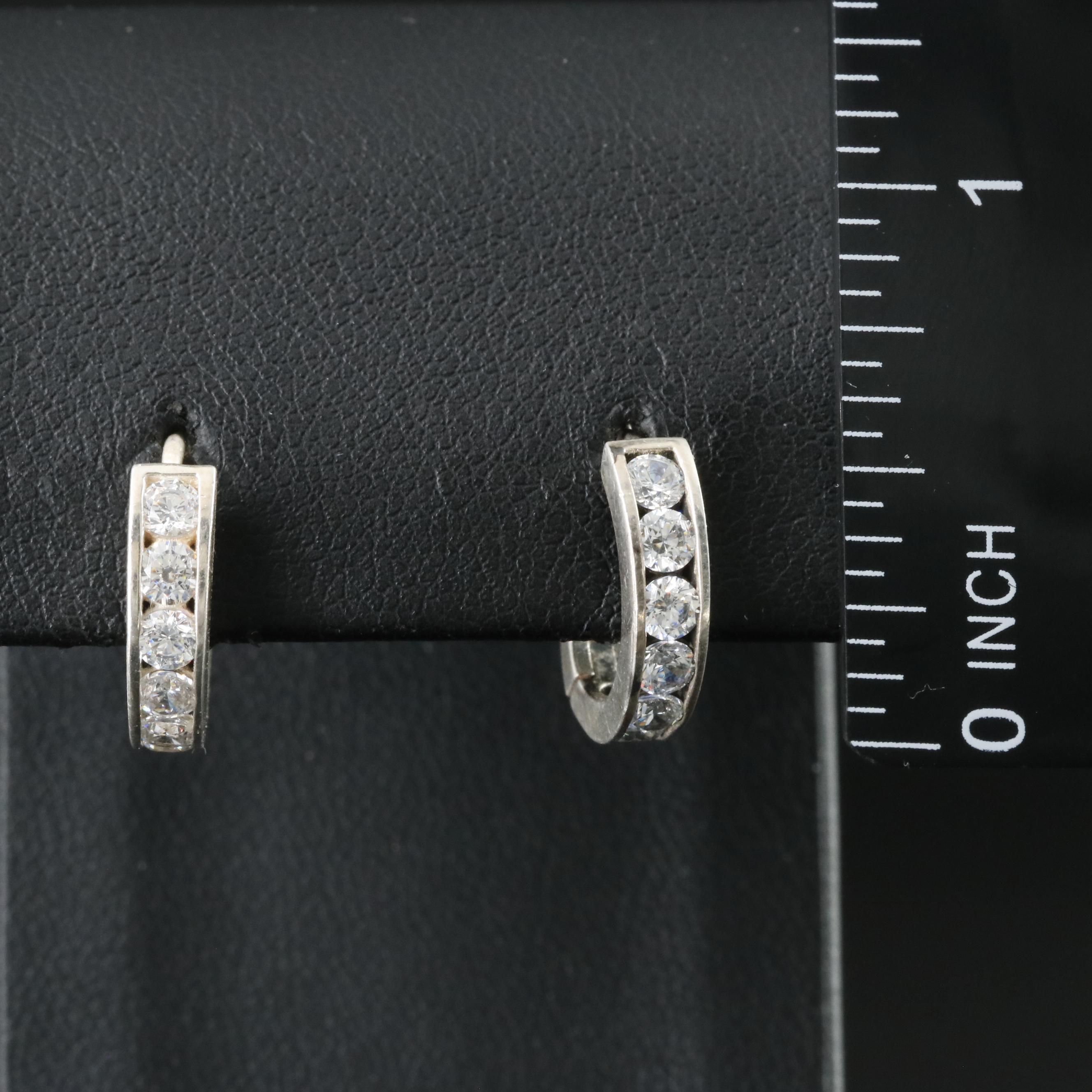 Sterling CZ Huggie Hoop Earrings
