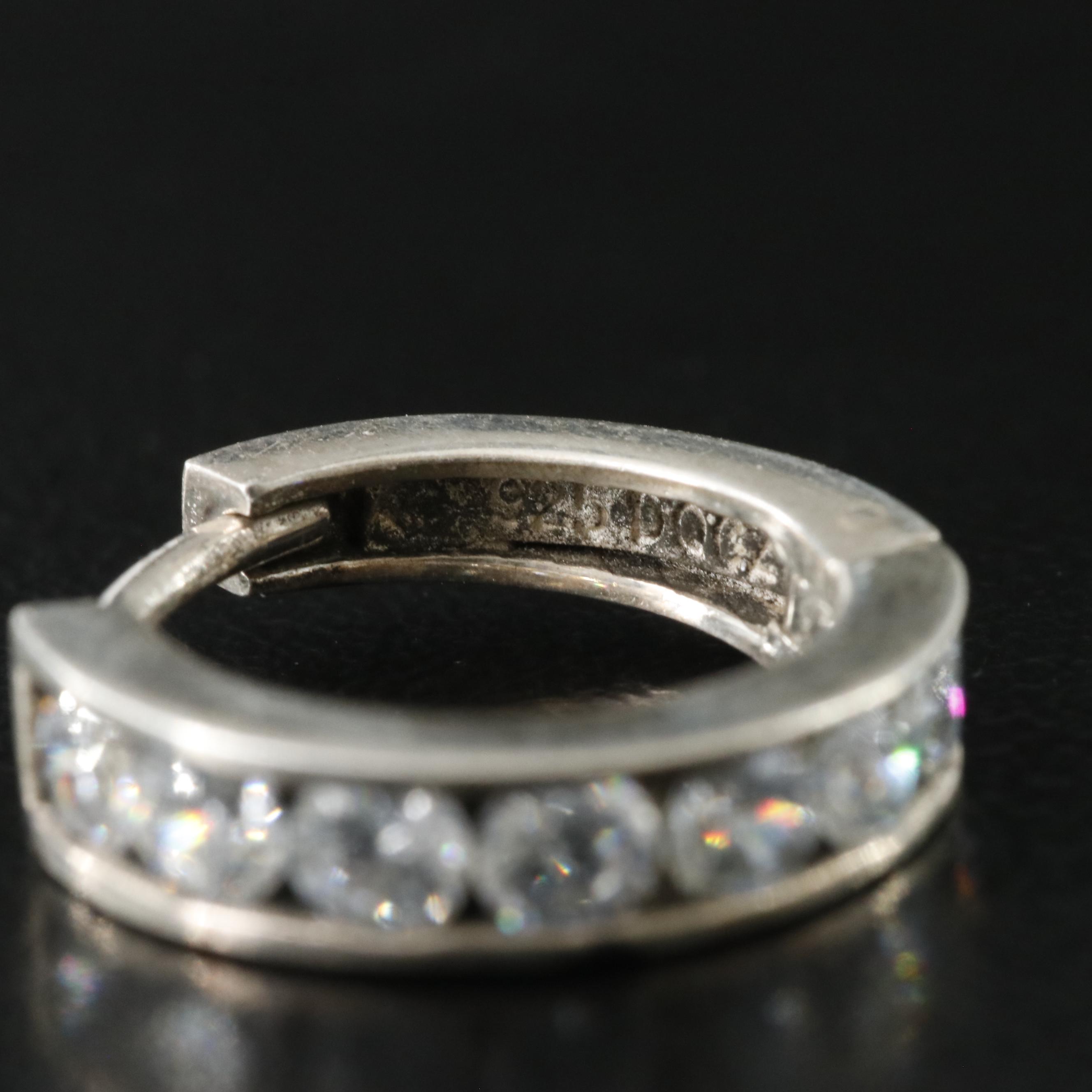 Sterling CZ Huggie Hoop Earrings