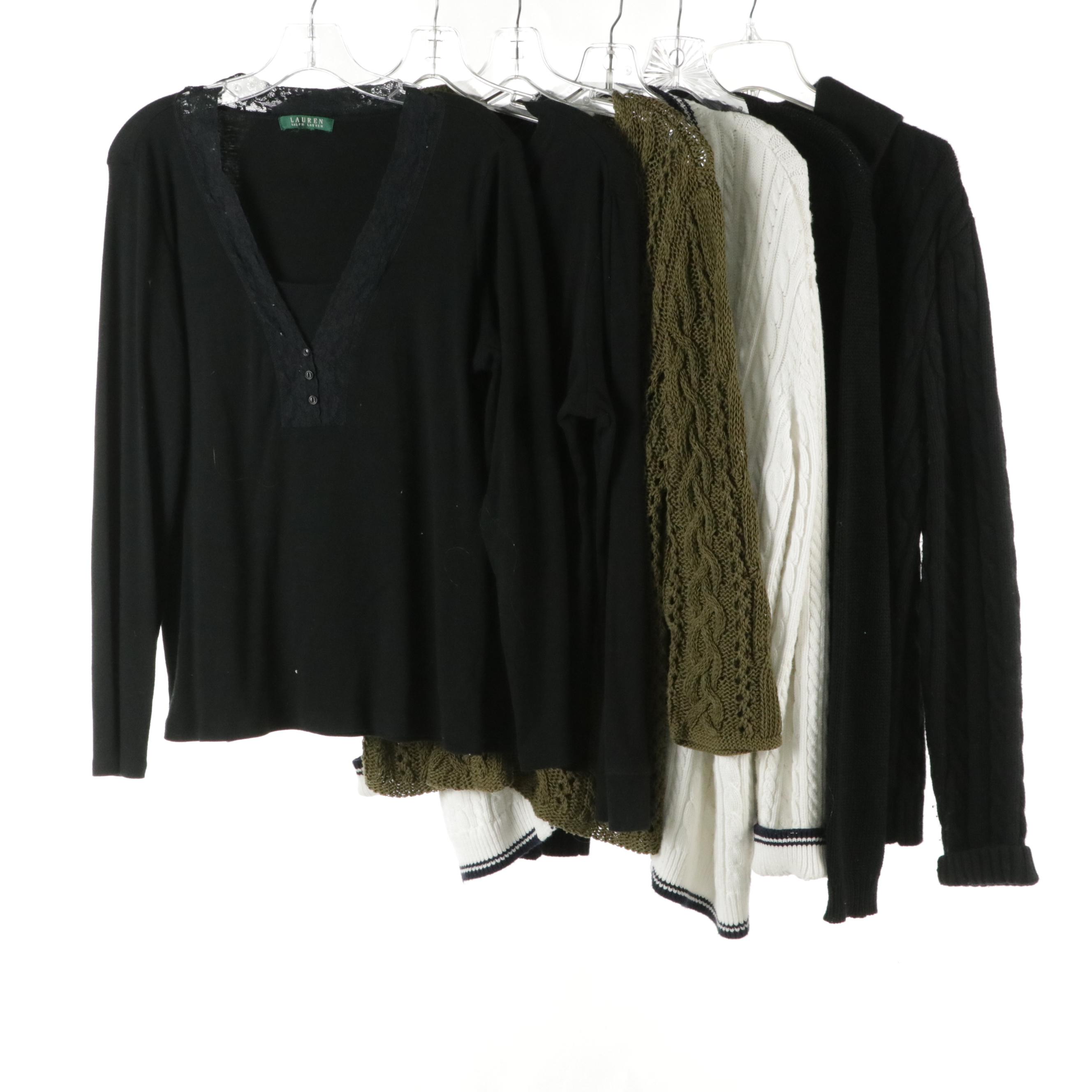 Lauren Ralph Lauren Wool/Rabbit Hair Blend Cardigan, Long Sleeve Tops and More