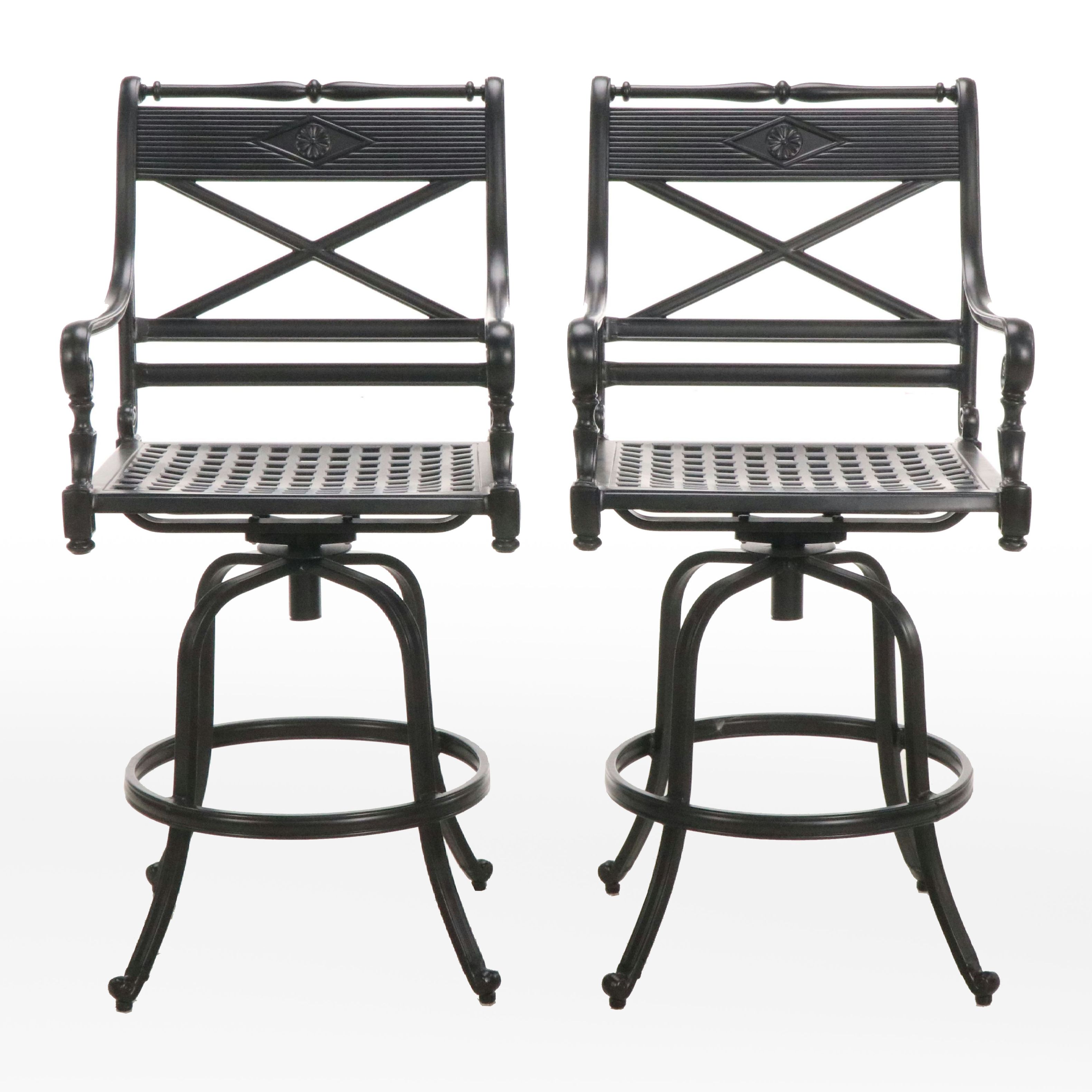 Frontgate "Carlisle" Swivel Bar Stool Pair in Onyx