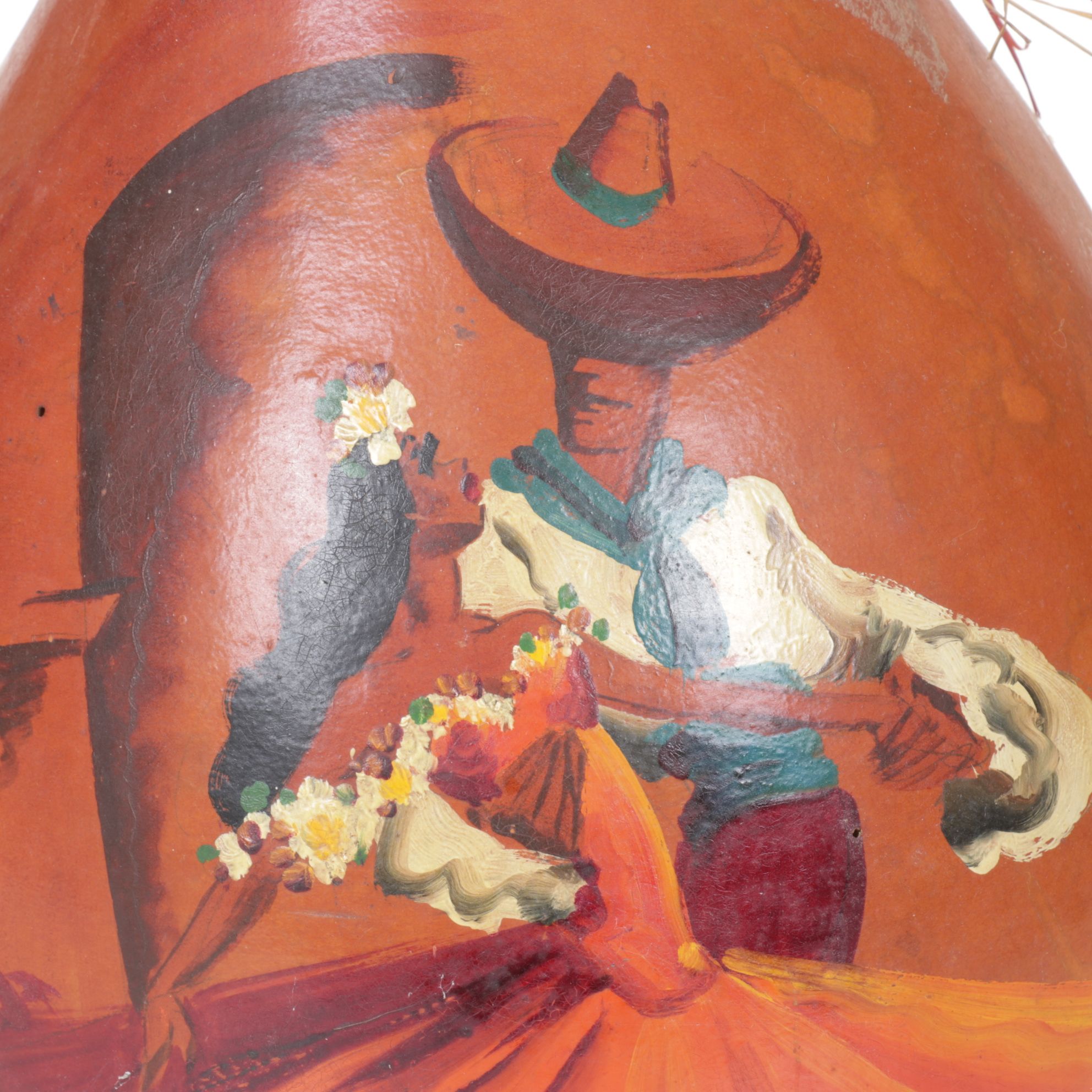 Hand-Painted Mexican Gourd Vase