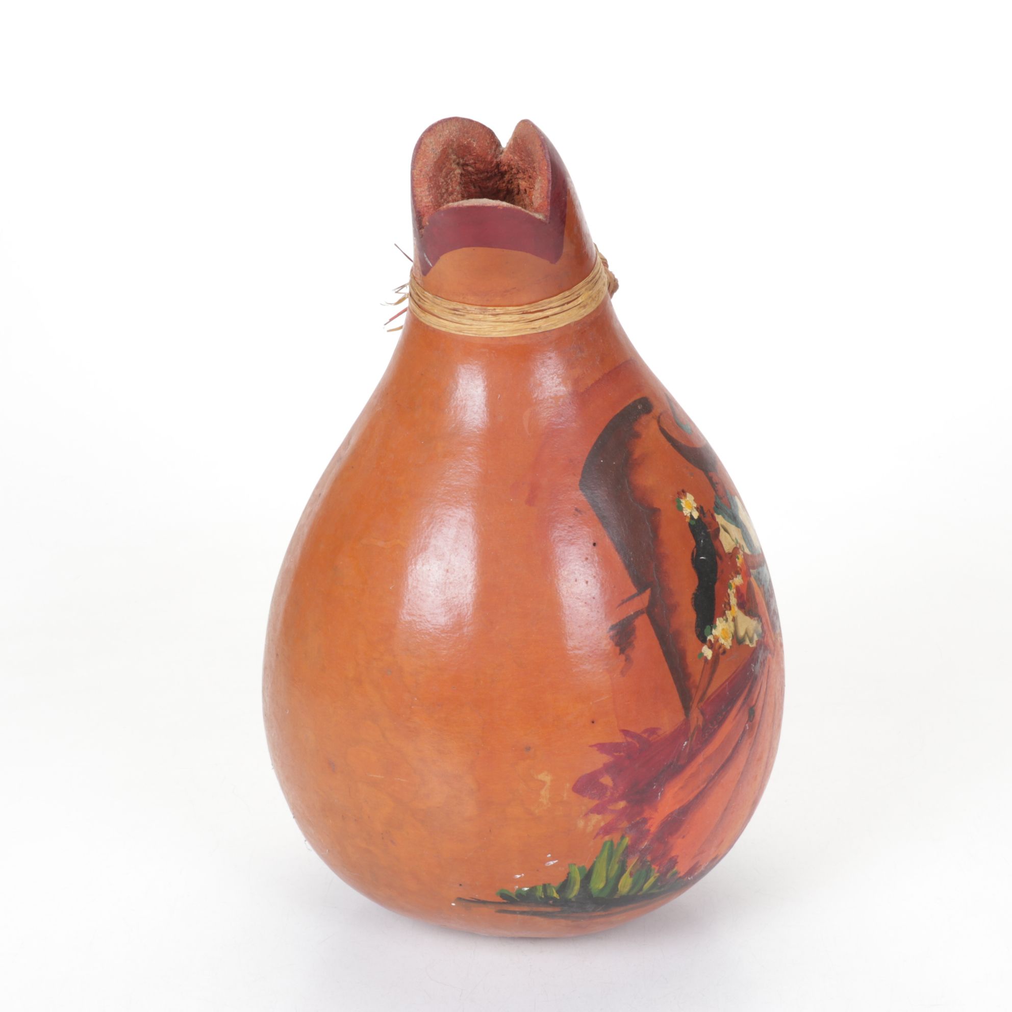 Hand-Painted Mexican Gourd Vase