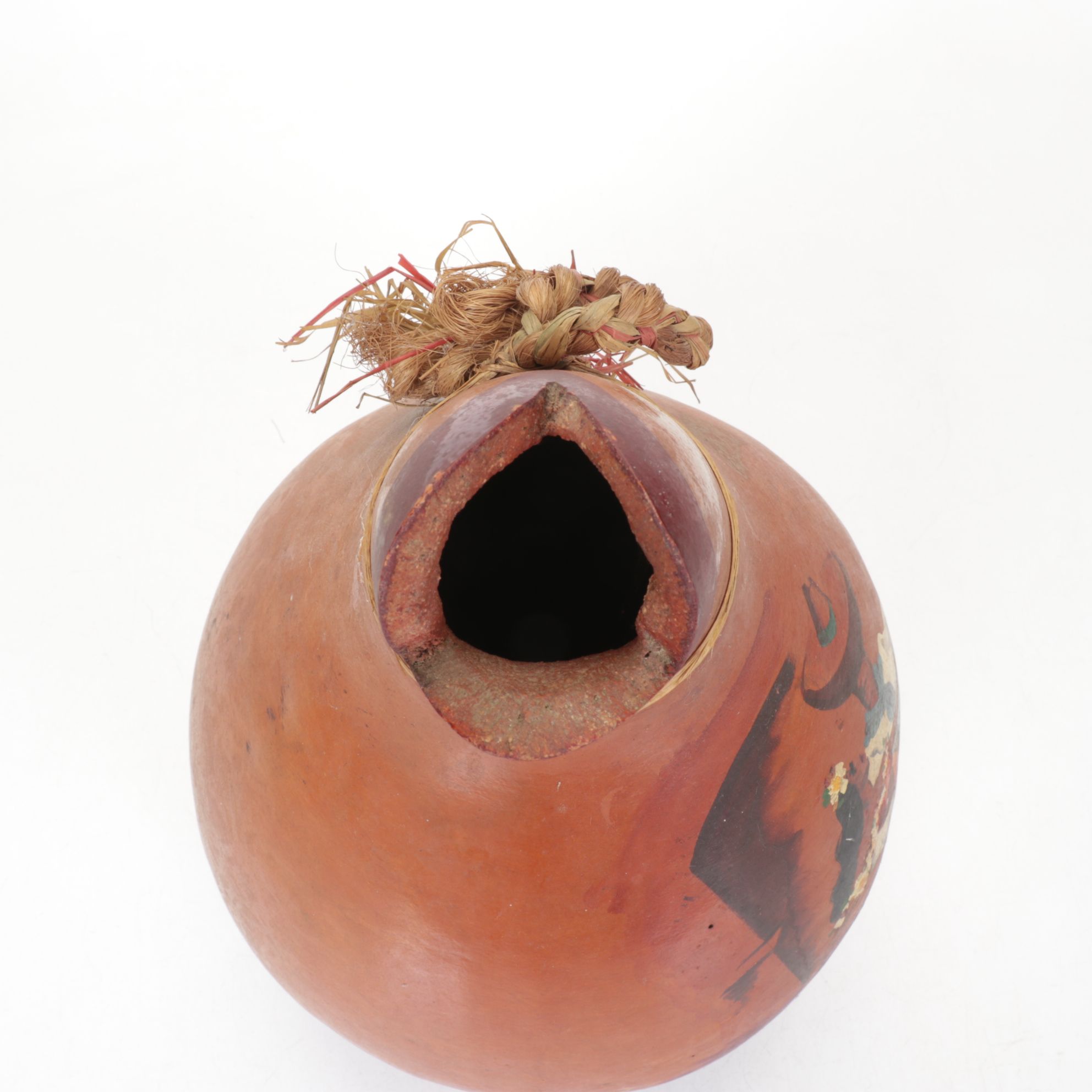 Hand-Painted Mexican Gourd Vase