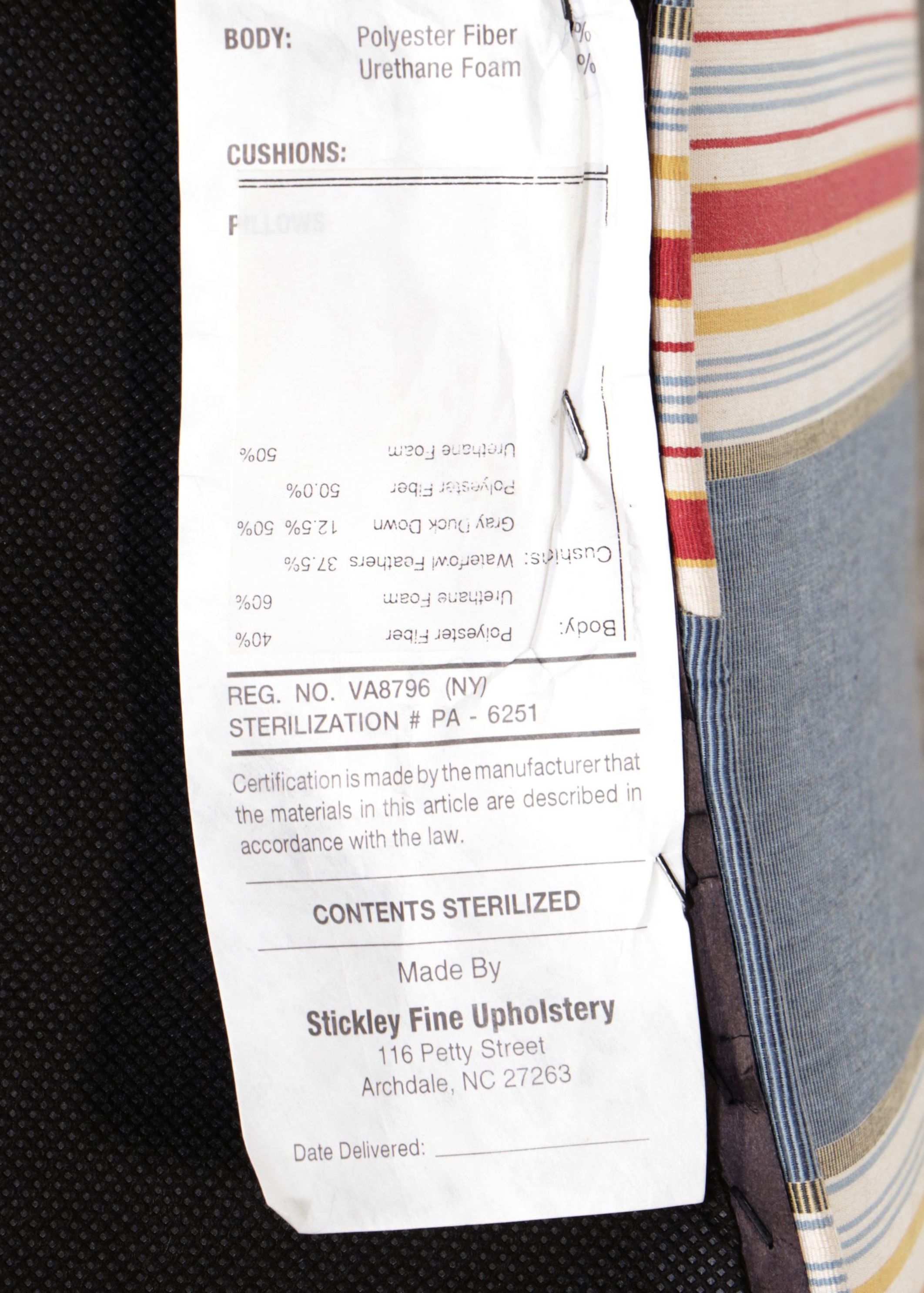 Stickley Chippendale Style Striped Wingback Armchair