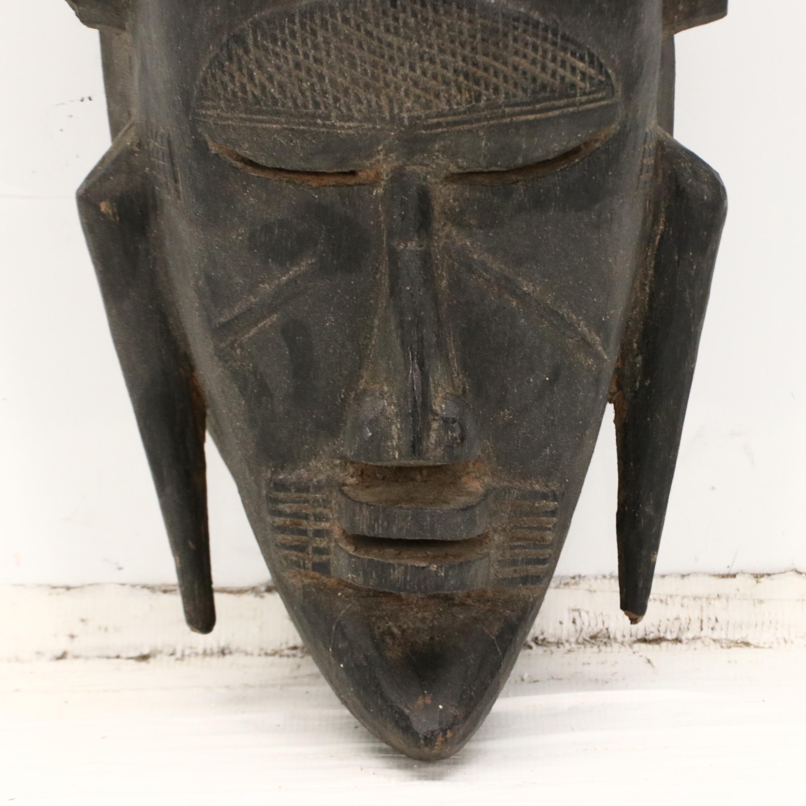 West African Ivory Coast Senufo Carved Wooden Mask