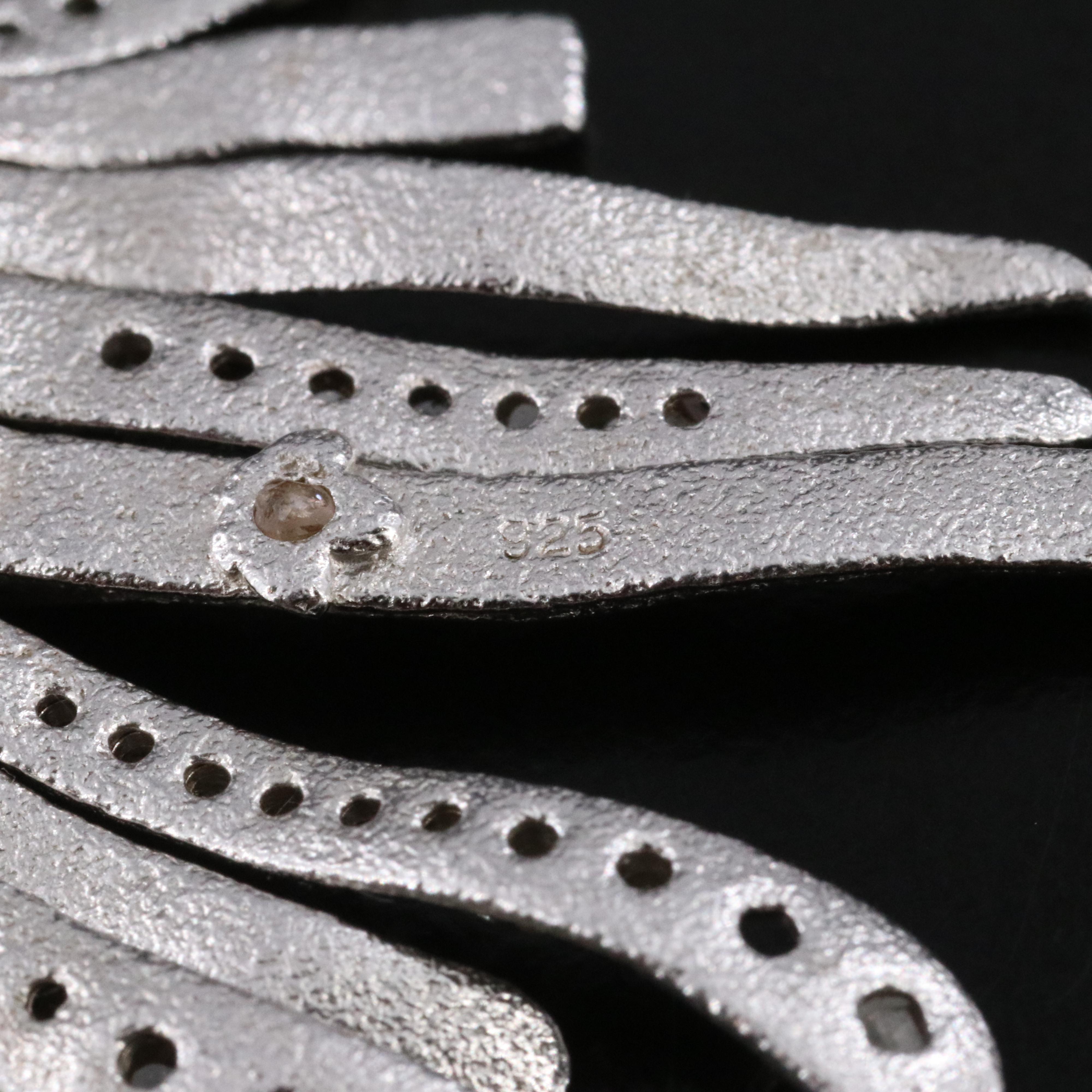 Sterling Spiral Rose Cut Diamond Earrings