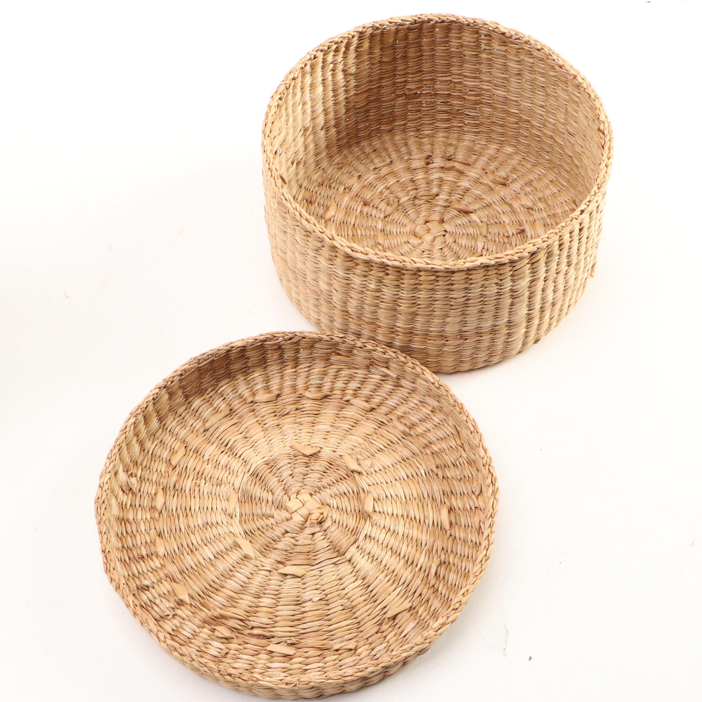 Handwoven Natural Material Coil Baskets