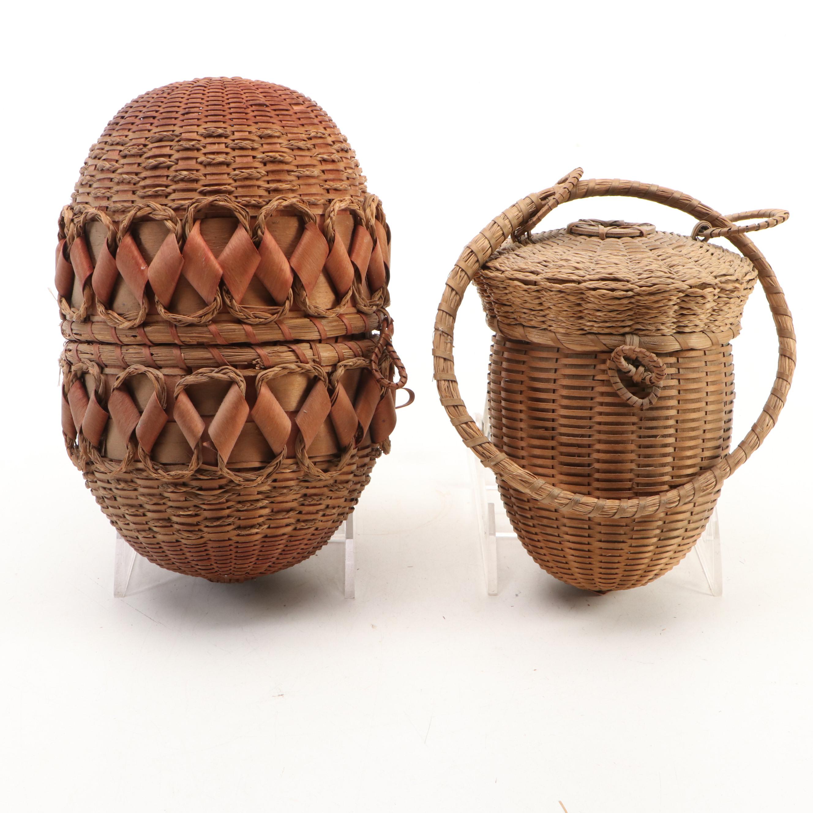Handwoven Natural Material Coil Baskets