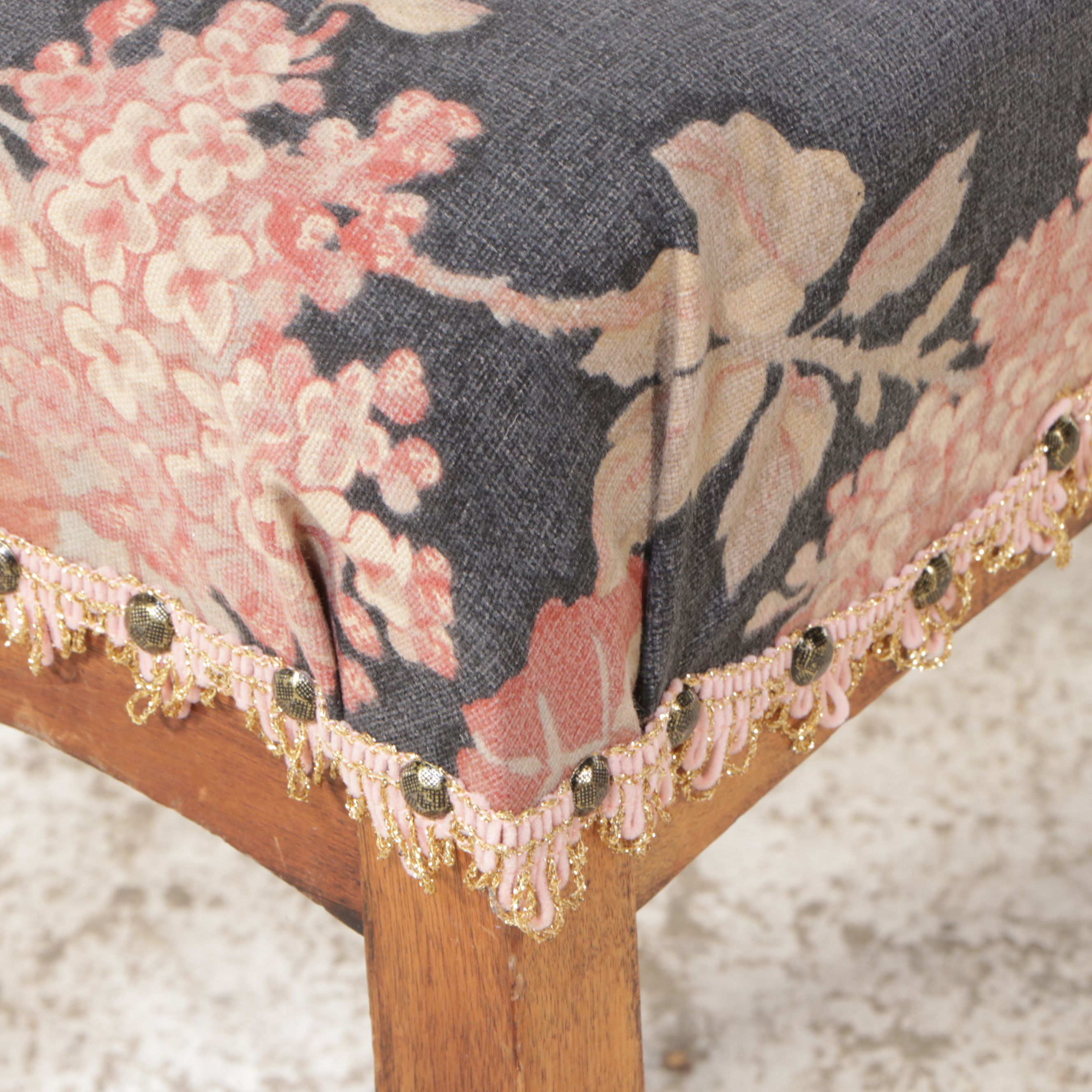 Painted White Side Chair, Red Painted Wood Accent Table and Footstool