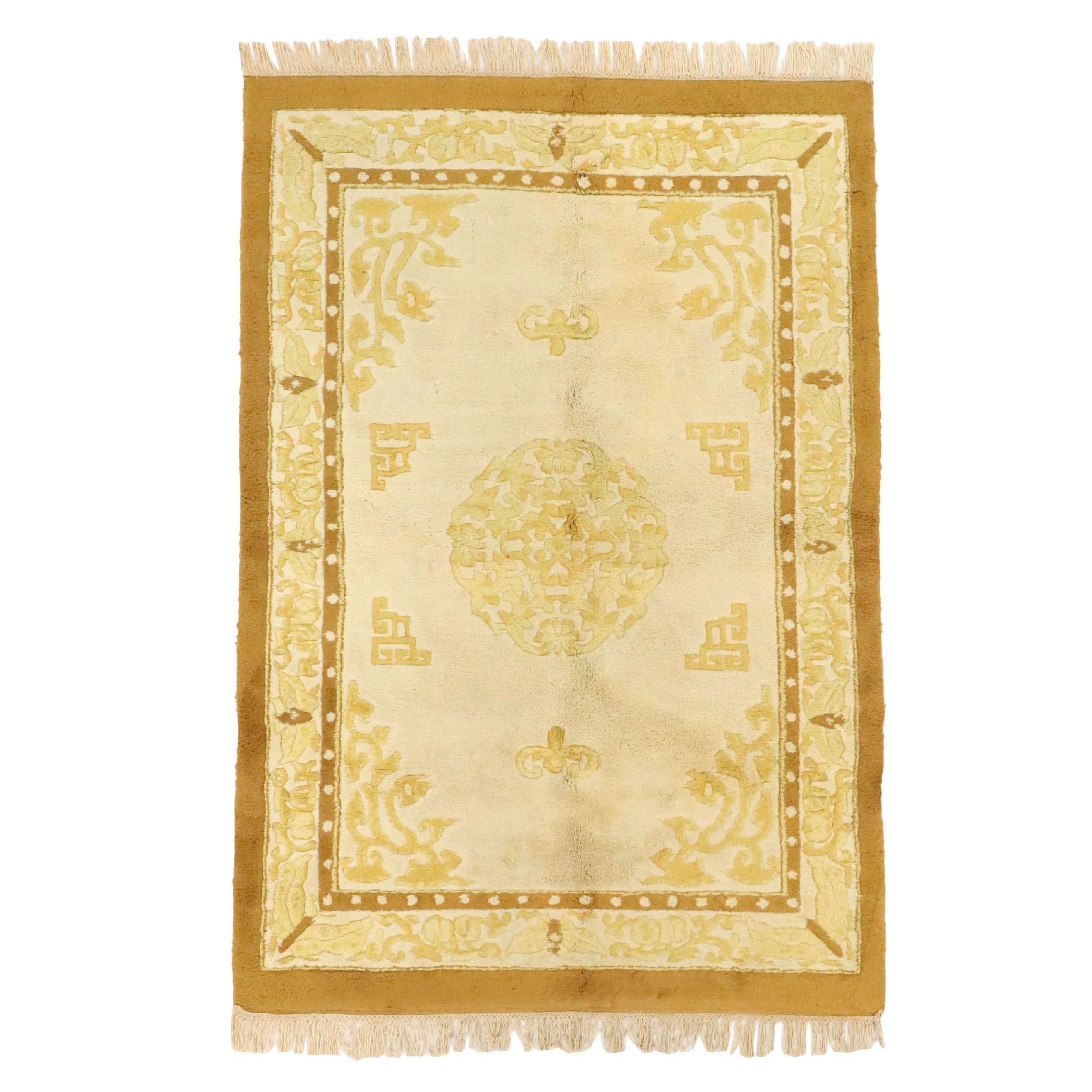 4'1 x 6'6 Hand-Knotted Indo-Chinese Area Rug