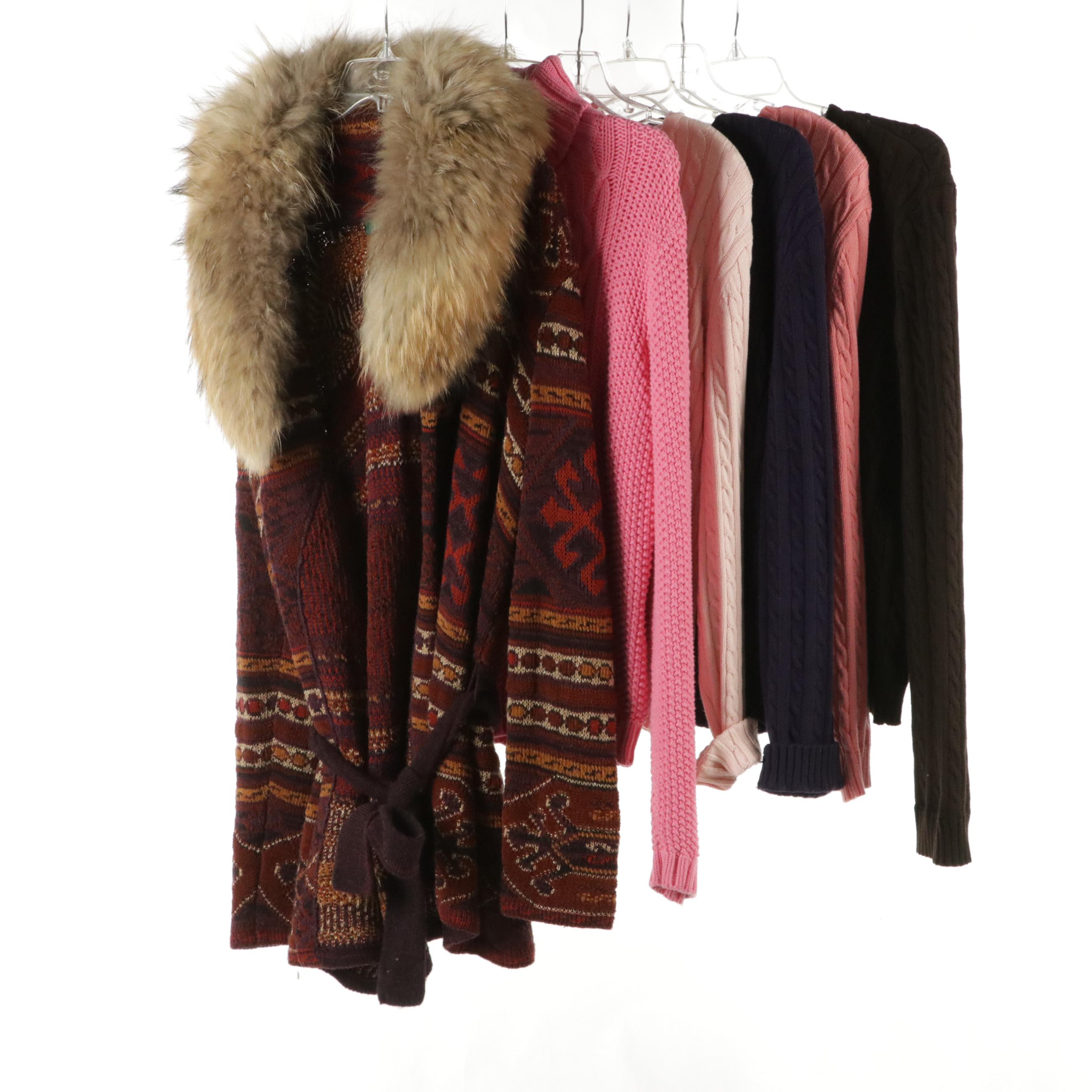 Lauren Ralph Lauren Cable Knit Cotton Sweaters, Turtleneck & Fur-Trimmed Sweater