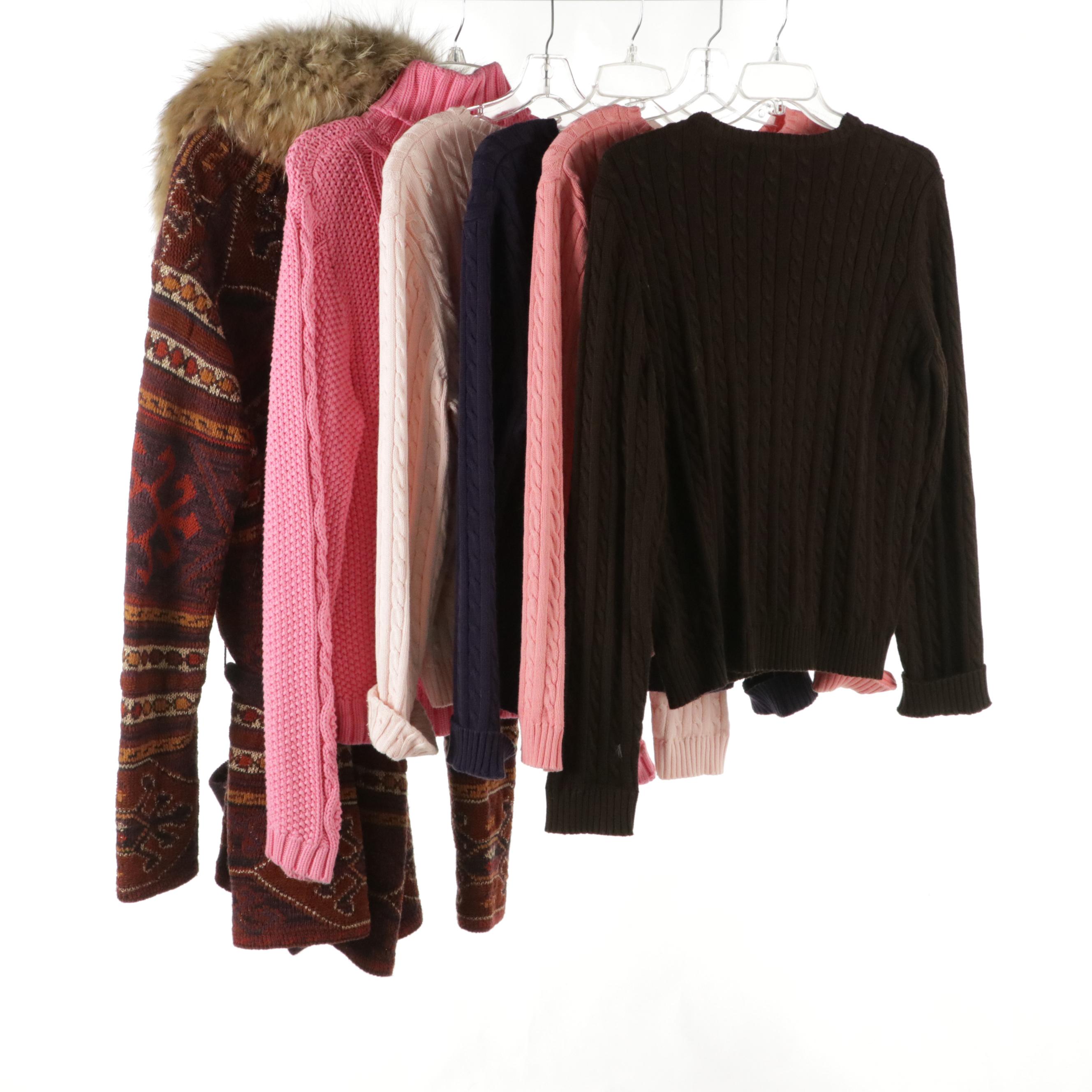 Lauren Ralph Lauren Cable Knit Cotton Sweaters, Turtleneck & Fur-Trimmed Sweater