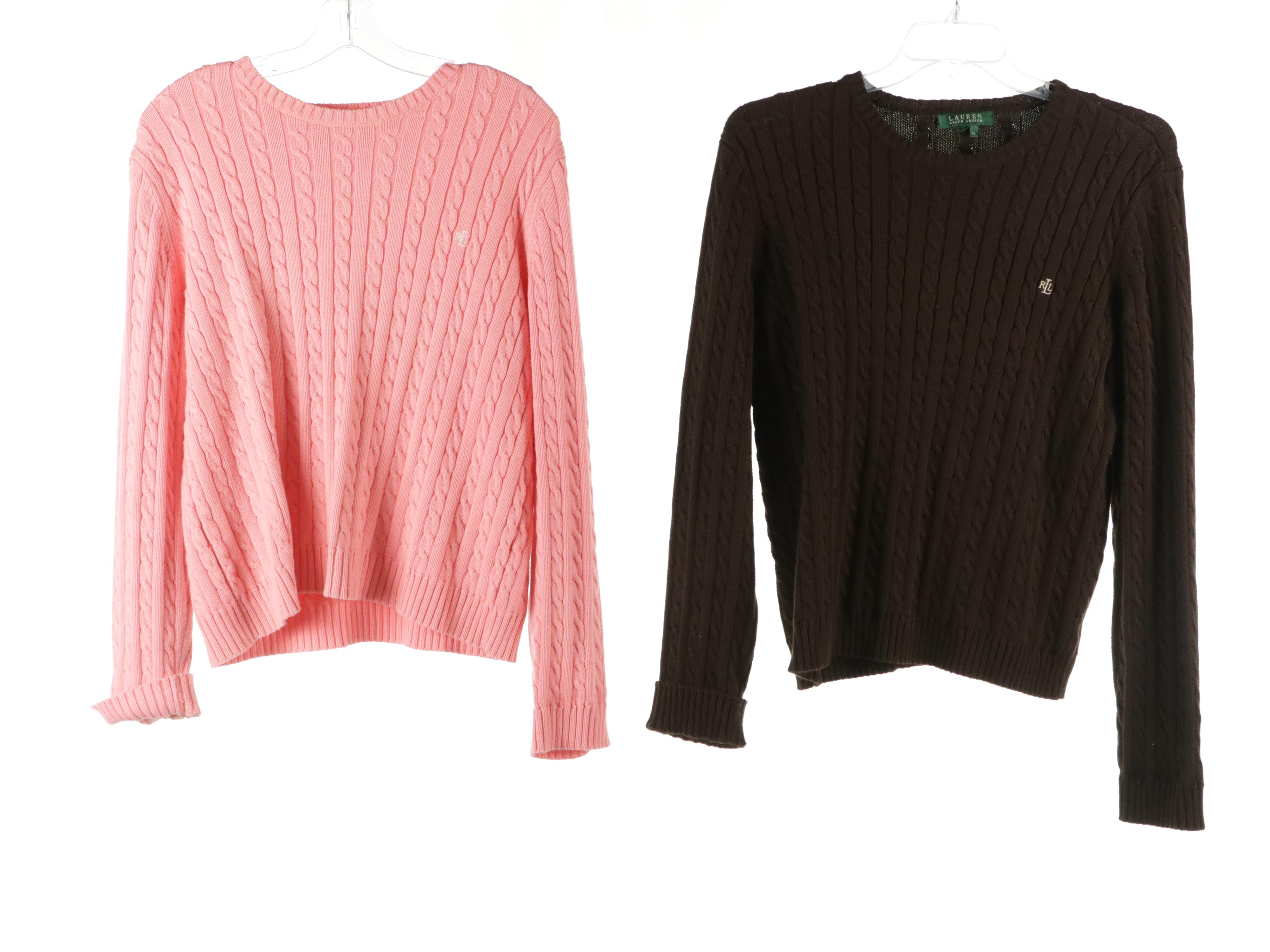 Lauren Ralph Lauren Cable Knit Cotton Sweaters, Turtleneck & Fur-Trimmed Sweater
