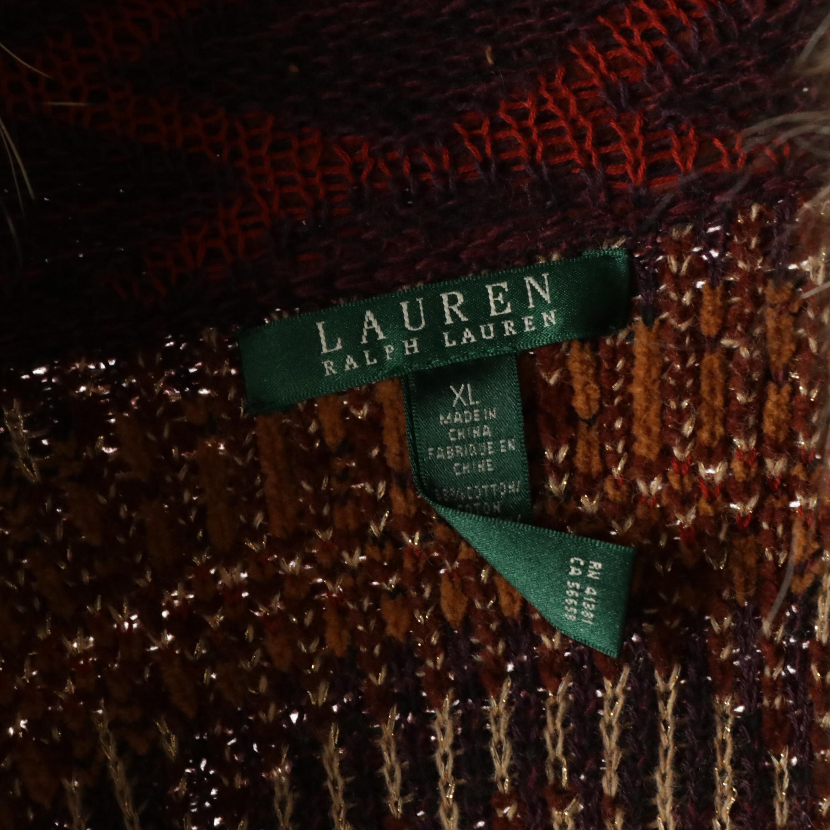 Lauren Ralph Lauren Cable Knit Cotton Sweaters, Turtleneck & Fur-Trimmed Sweater