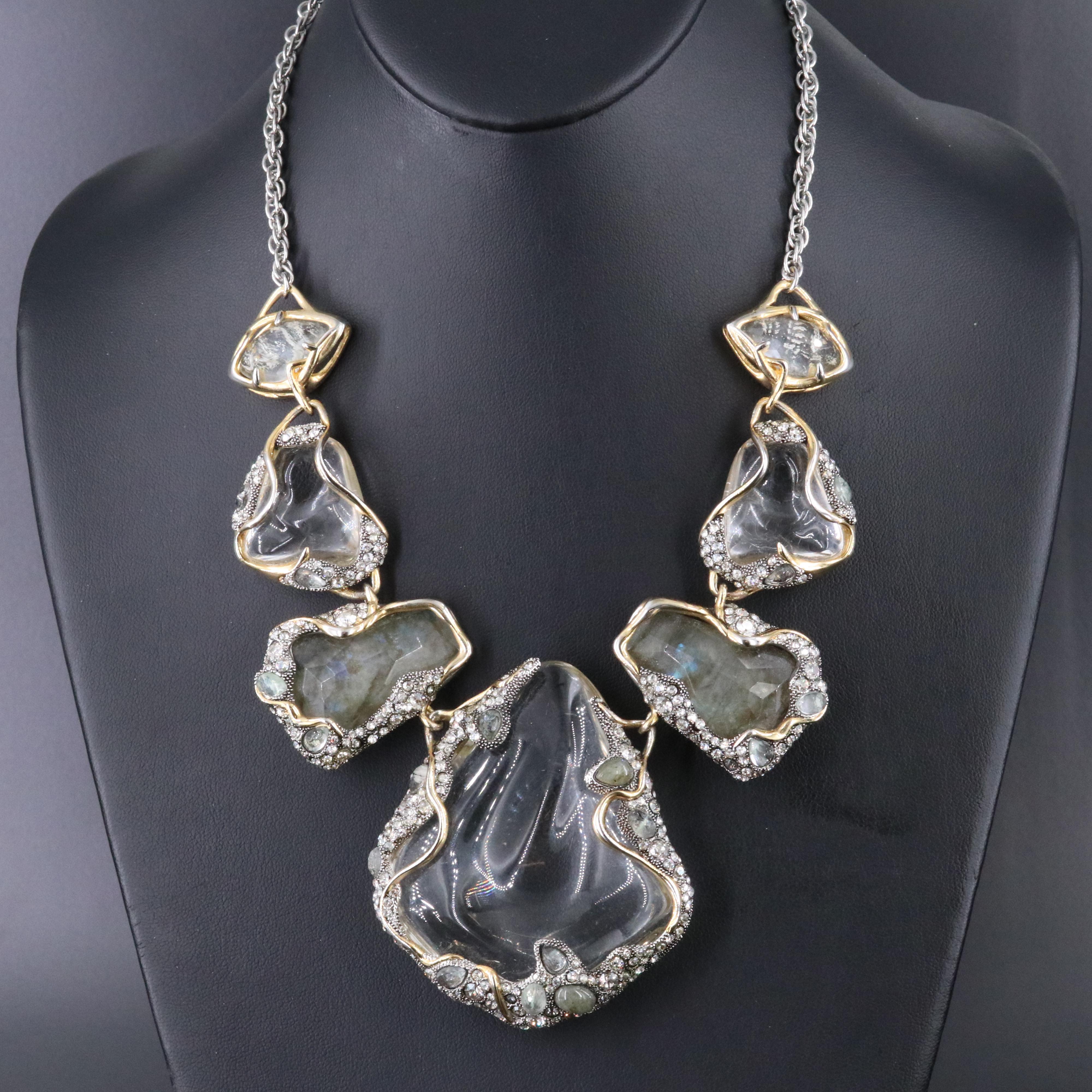 Alexis Bittar Lucite, Labradorite and Rhinestone Necklace