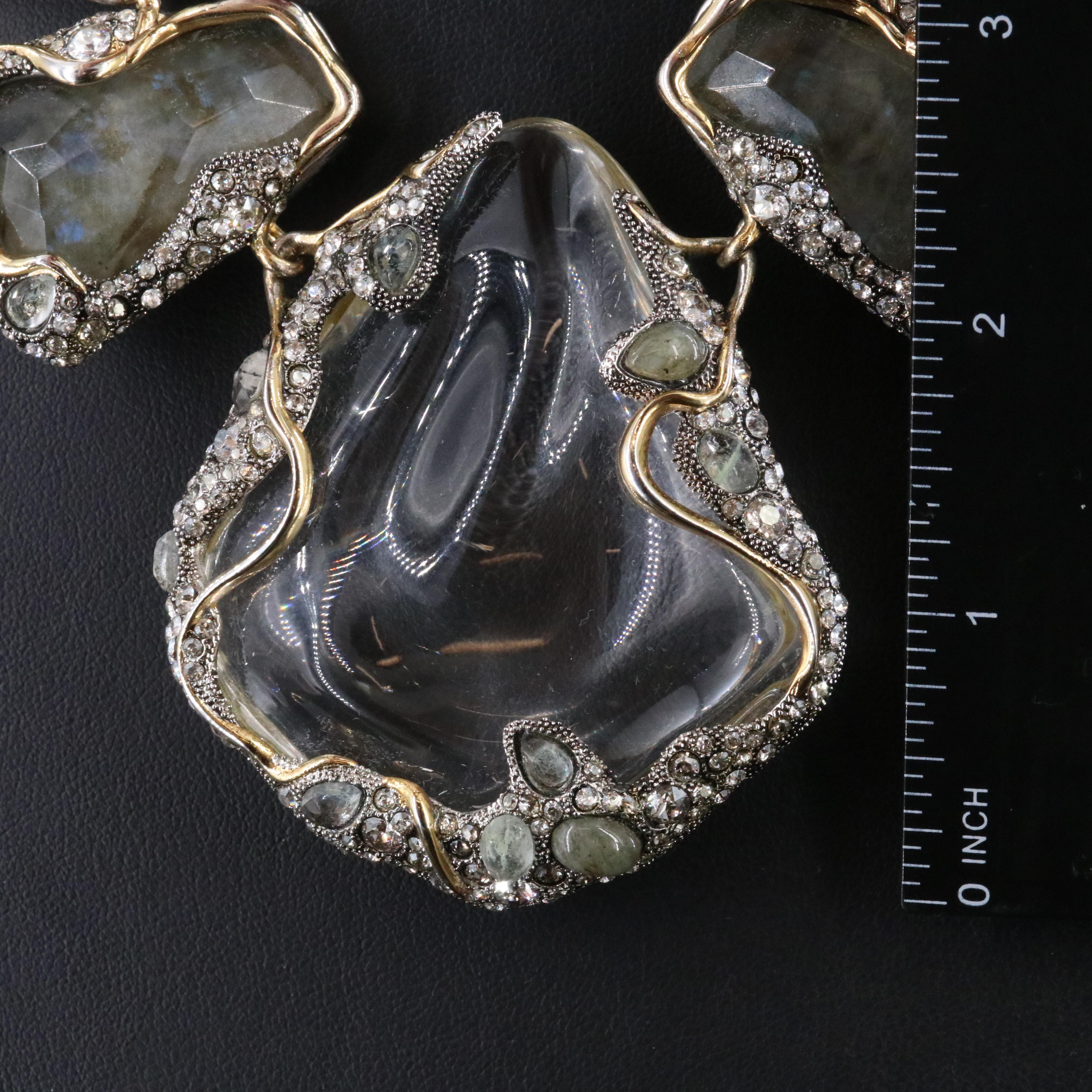 Alexis Bittar Lucite, Labradorite and Rhinestone Necklace
