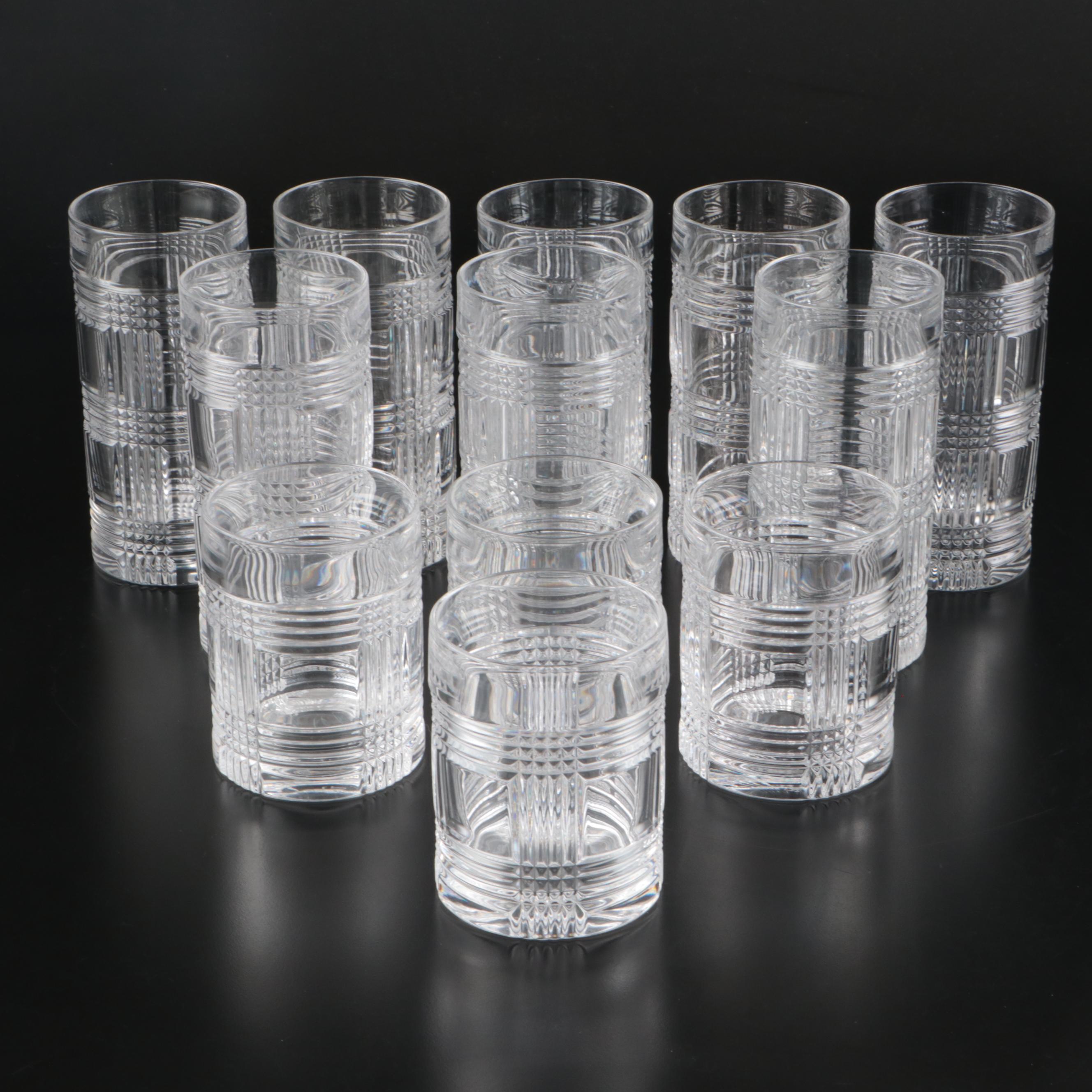 Ralph Lauren "Glen Plaid" Crystal Old Fashioned Glasses and Tumblers