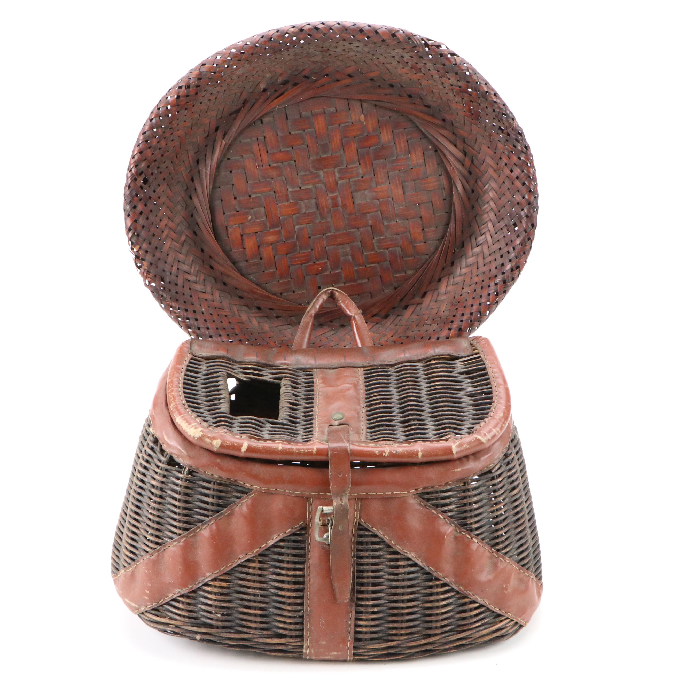 Wicker Fishing Creel and Japanese Style Ikebana Handwoven Basket