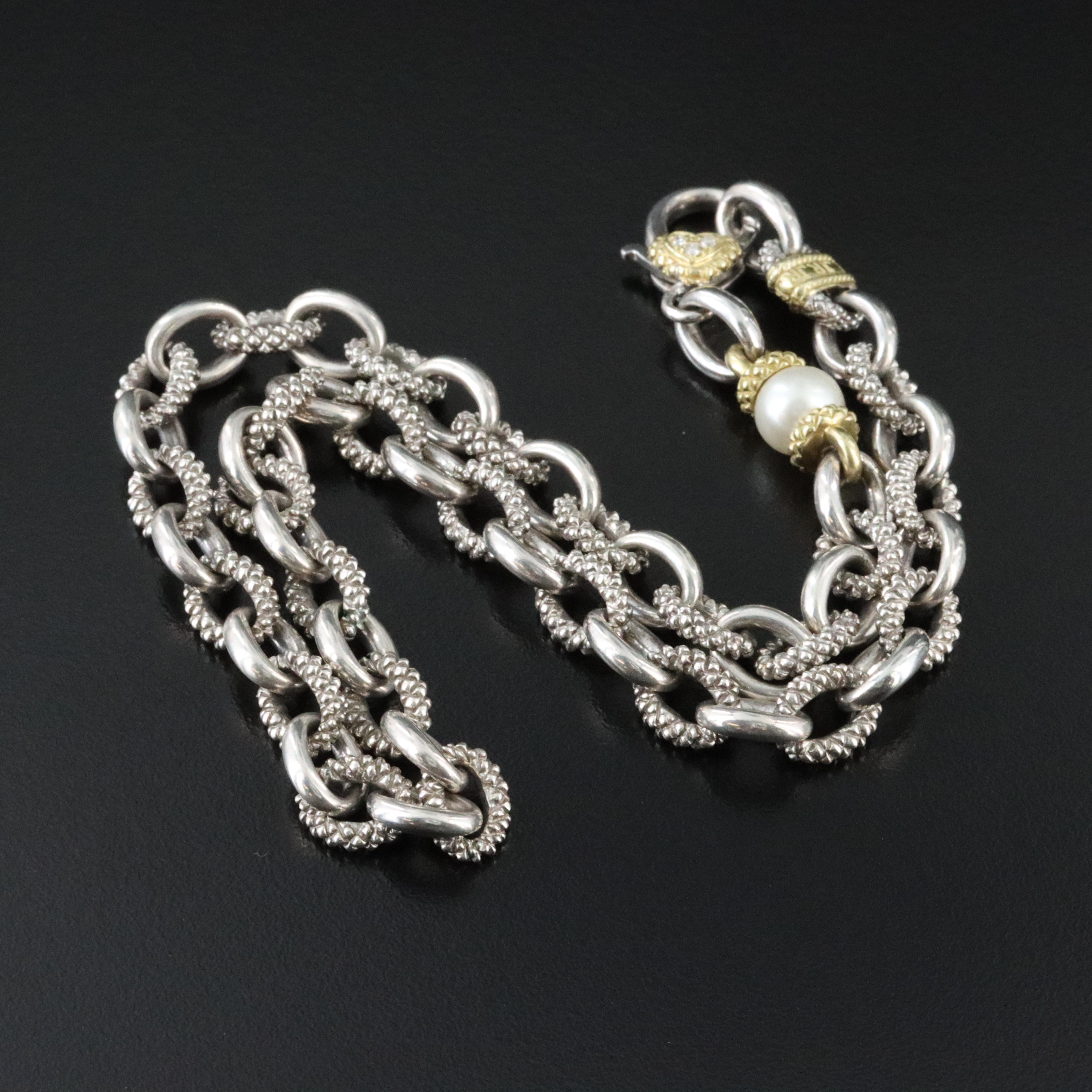 Judith Ripka Sterling Pearl Necklace with 18K Accents