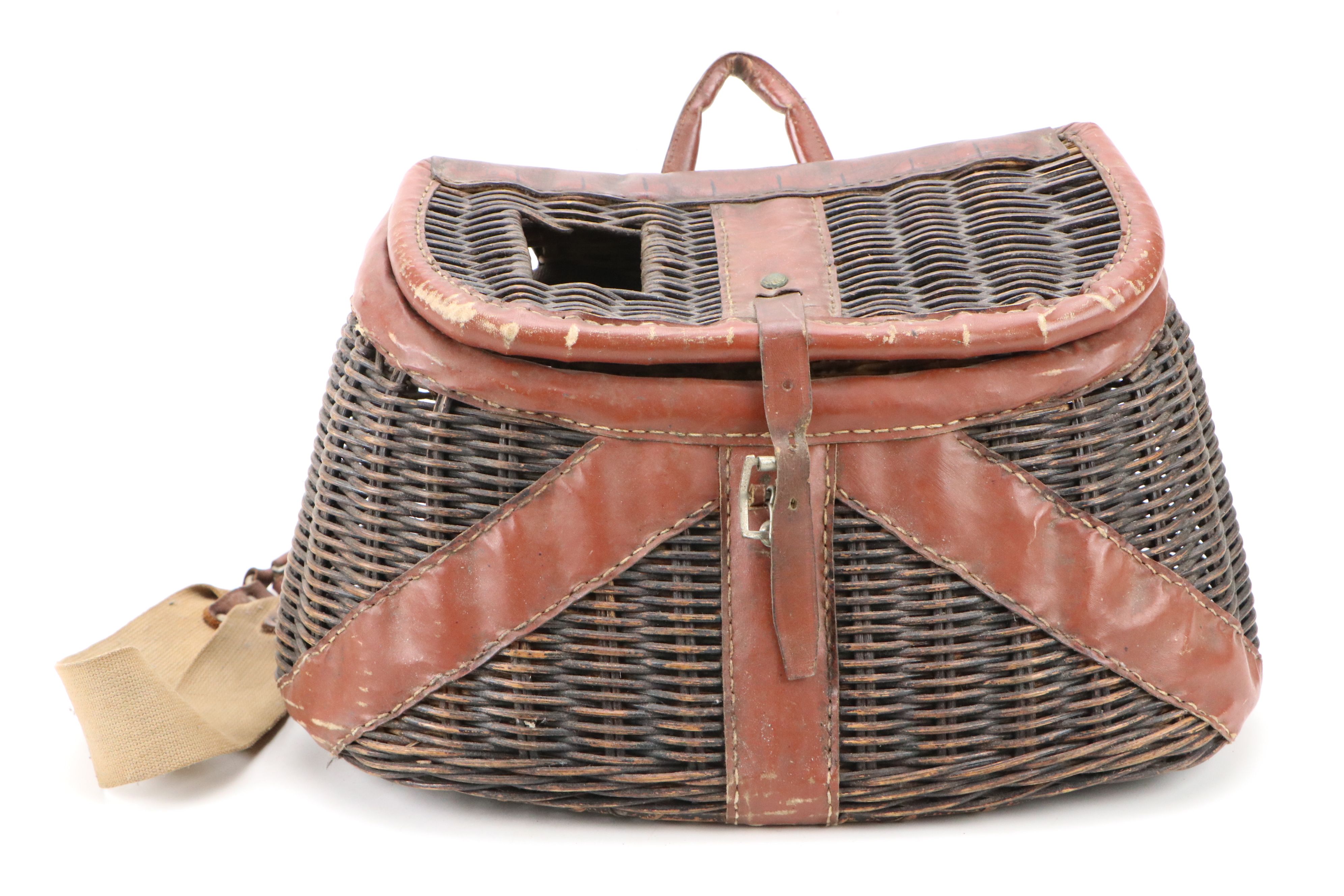 Wicker Fishing Creel and Japanese Style Ikebana Handwoven Basket