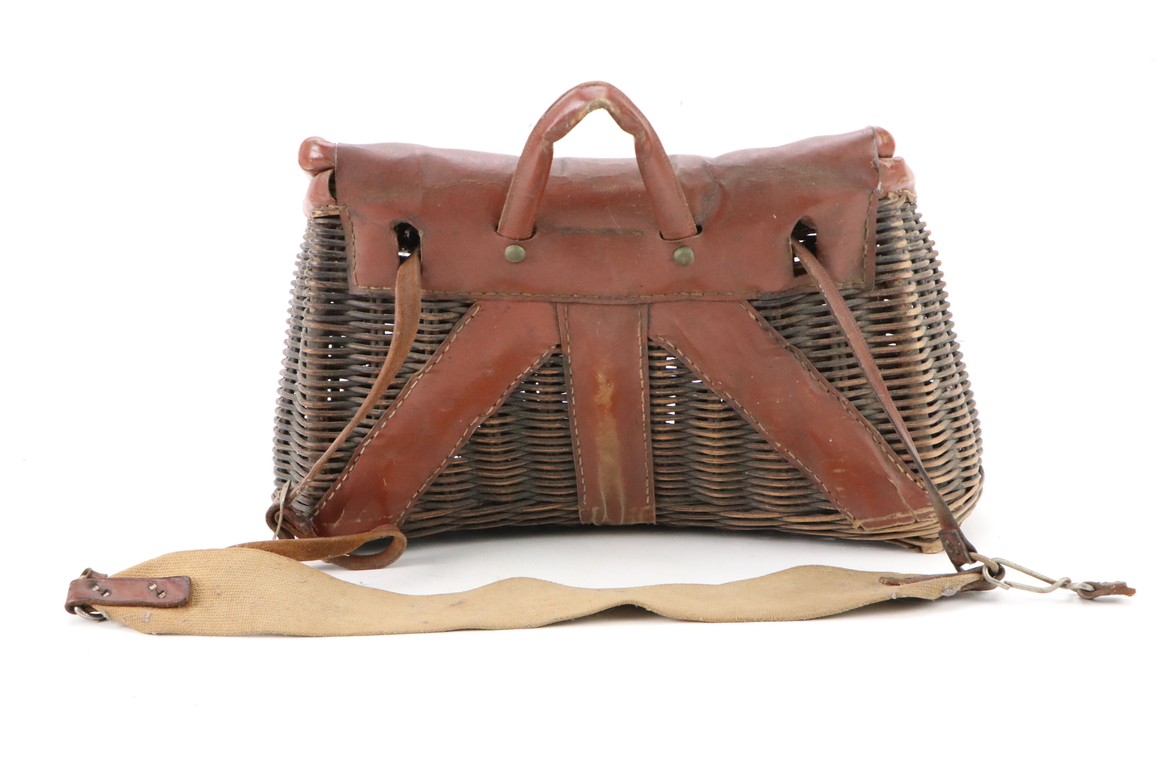 Wicker Fishing Creel and Japanese Style Ikebana Handwoven Basket