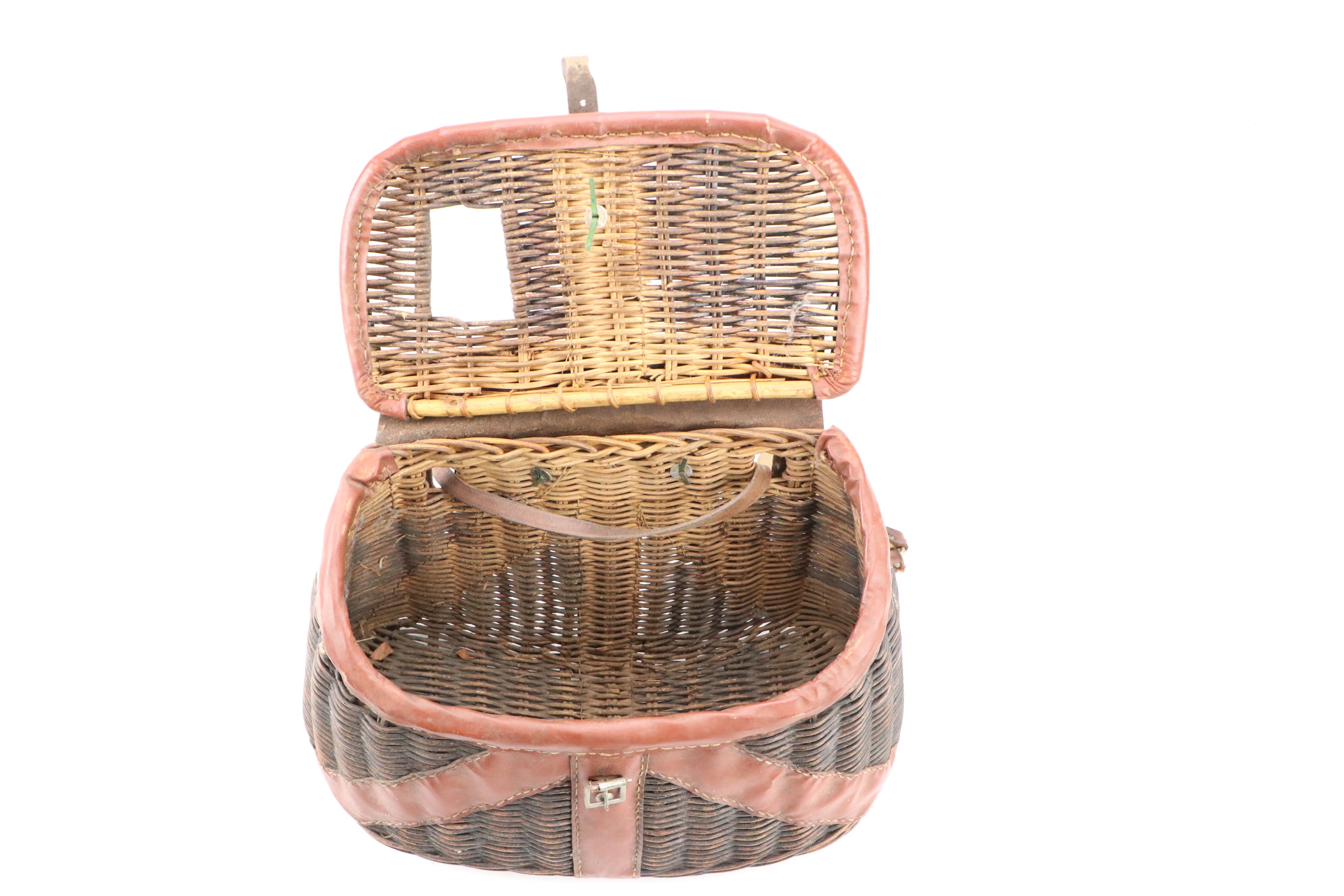 Wicker Fishing Creel and Japanese Style Ikebana Handwoven Basket