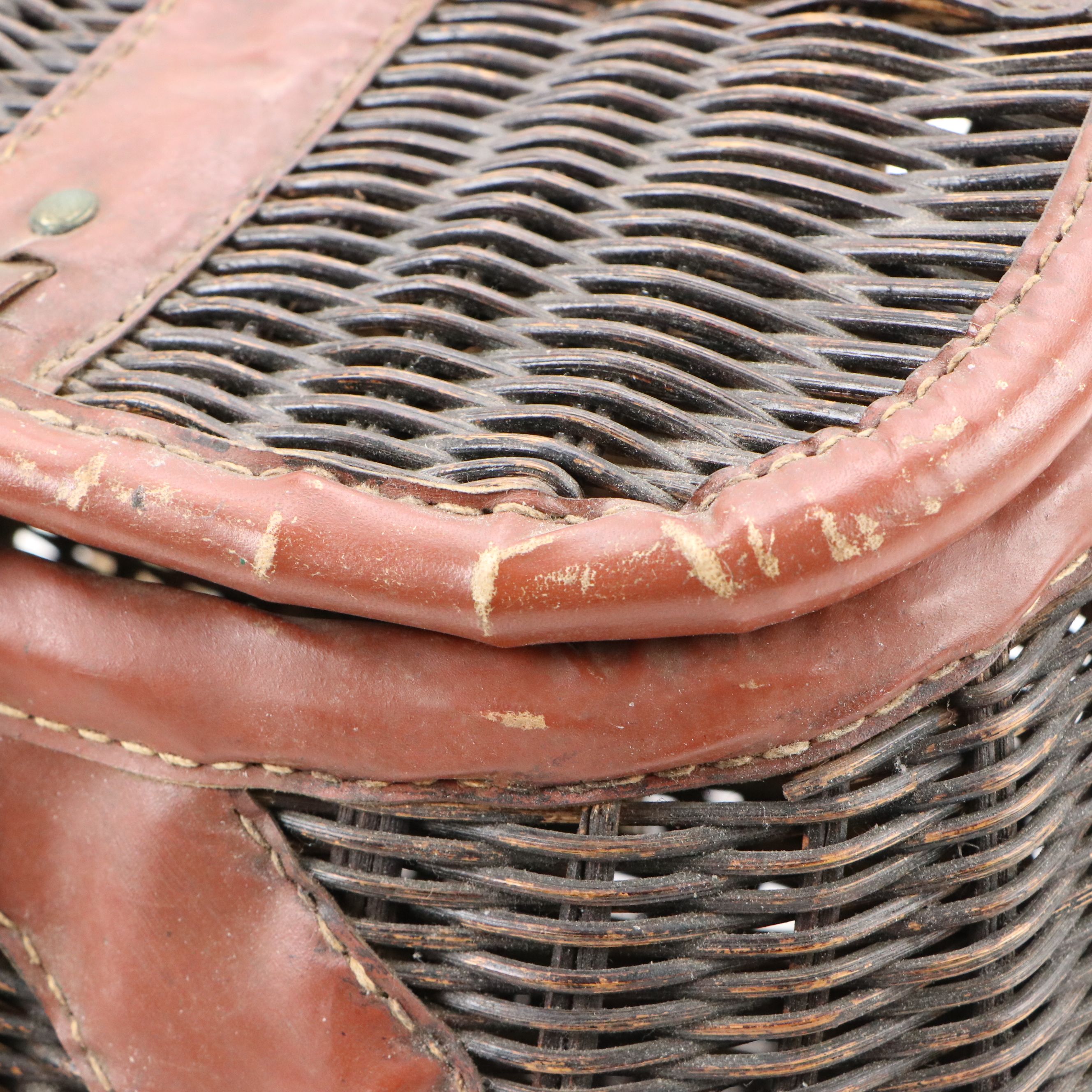 Wicker Fishing Creel and Japanese Style Ikebana Handwoven Basket