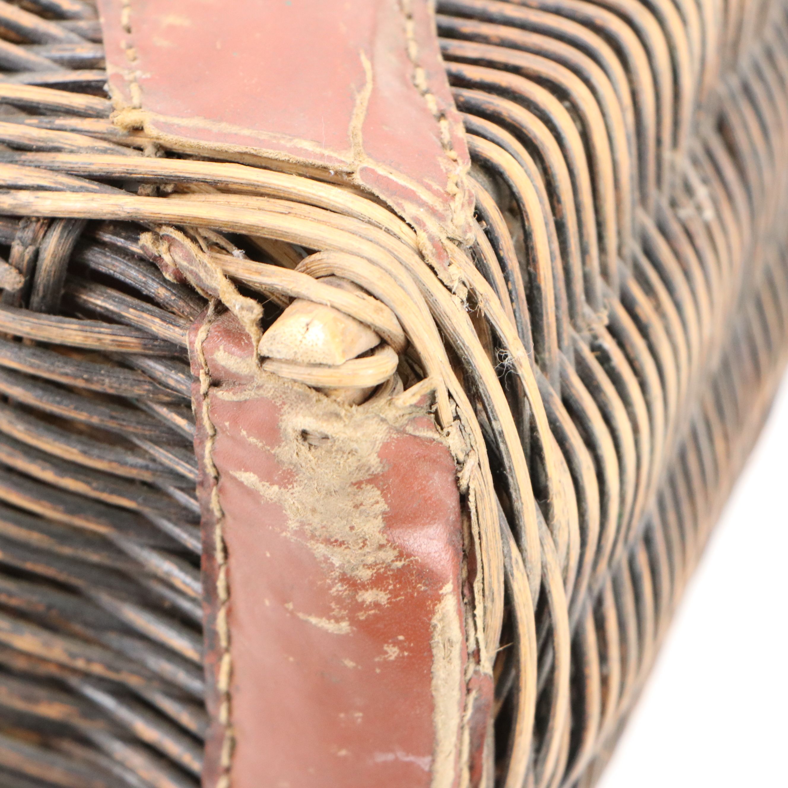 Wicker Fishing Creel and Japanese Style Ikebana Handwoven Basket