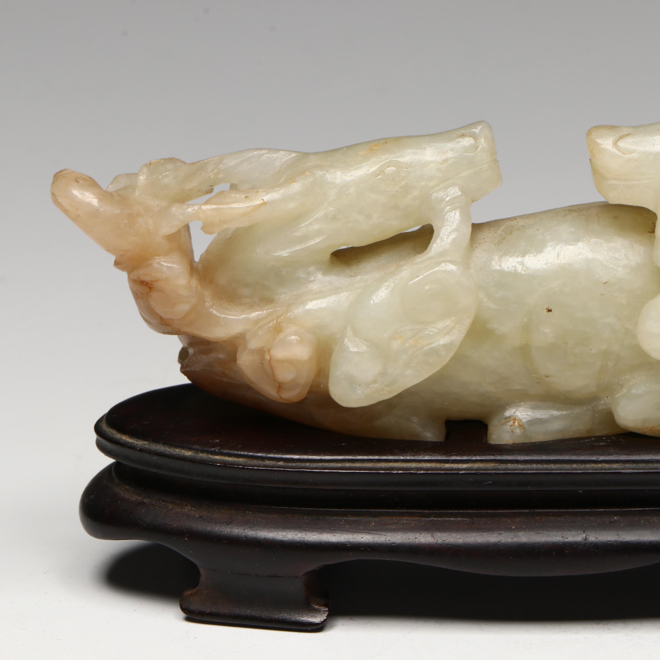 Chinese Carved Serpentine Resting Deer