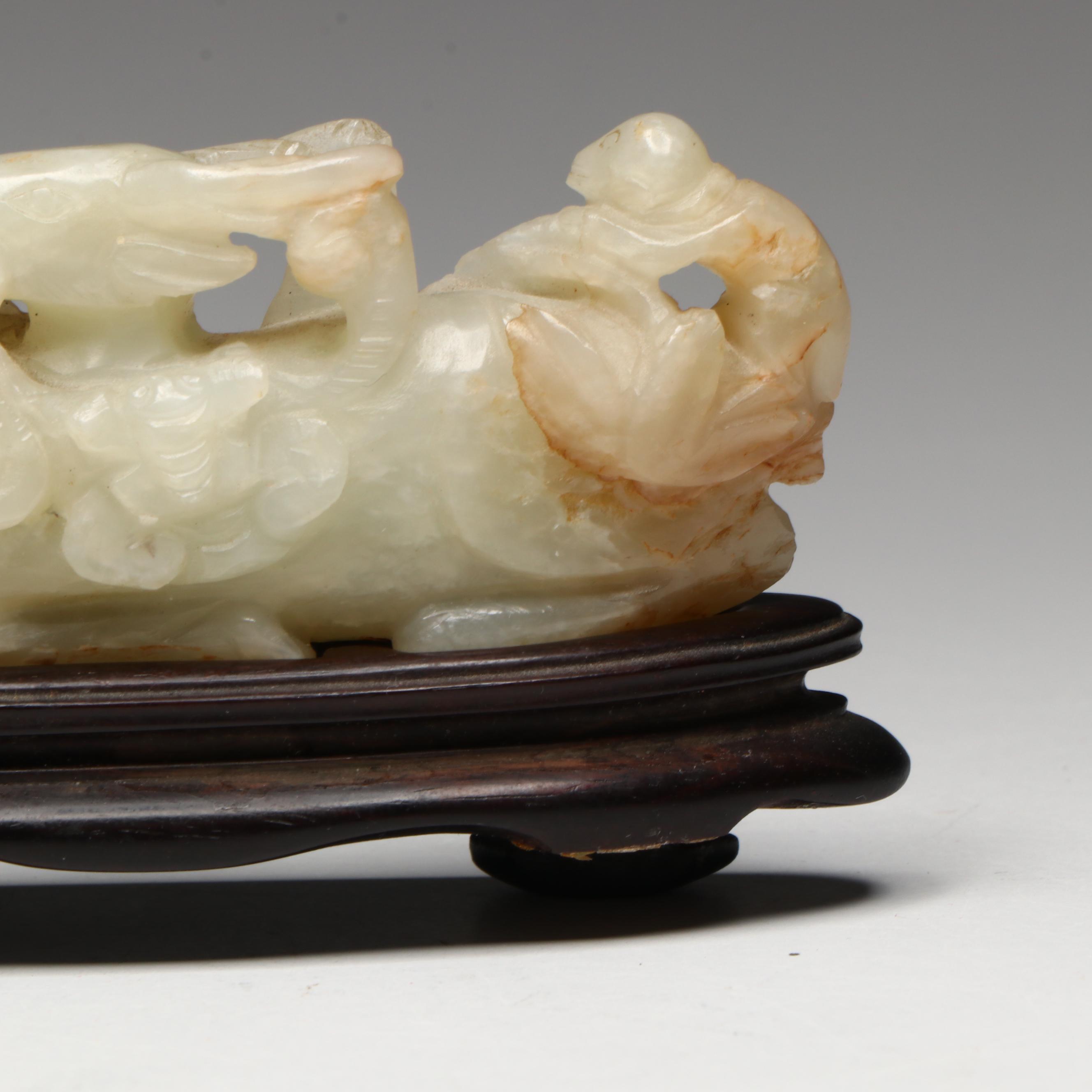 Chinese Carved Serpentine Resting Deer