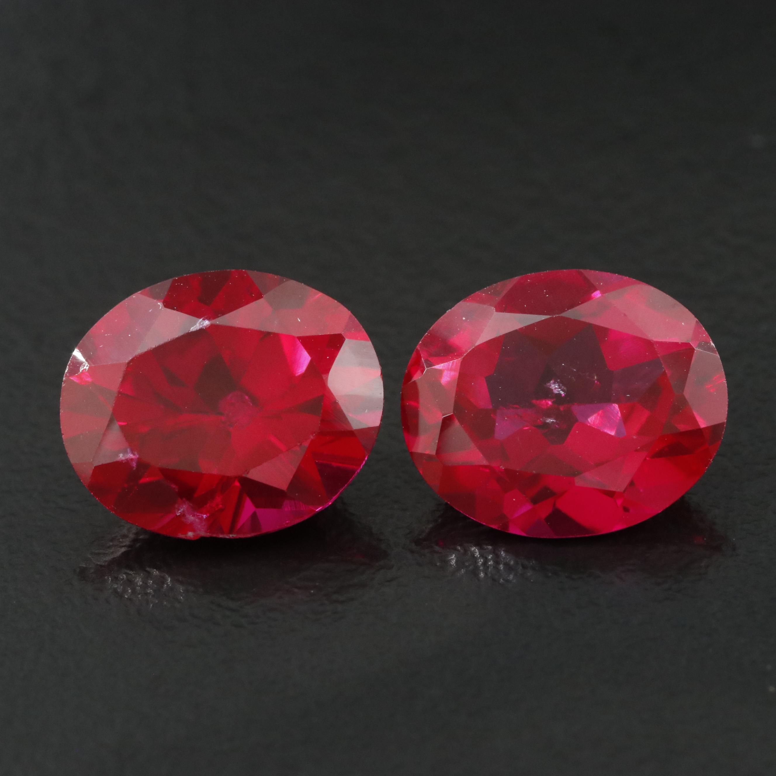 Loose 11.58 CTW Matched Pair of Lab Grown Rubies
