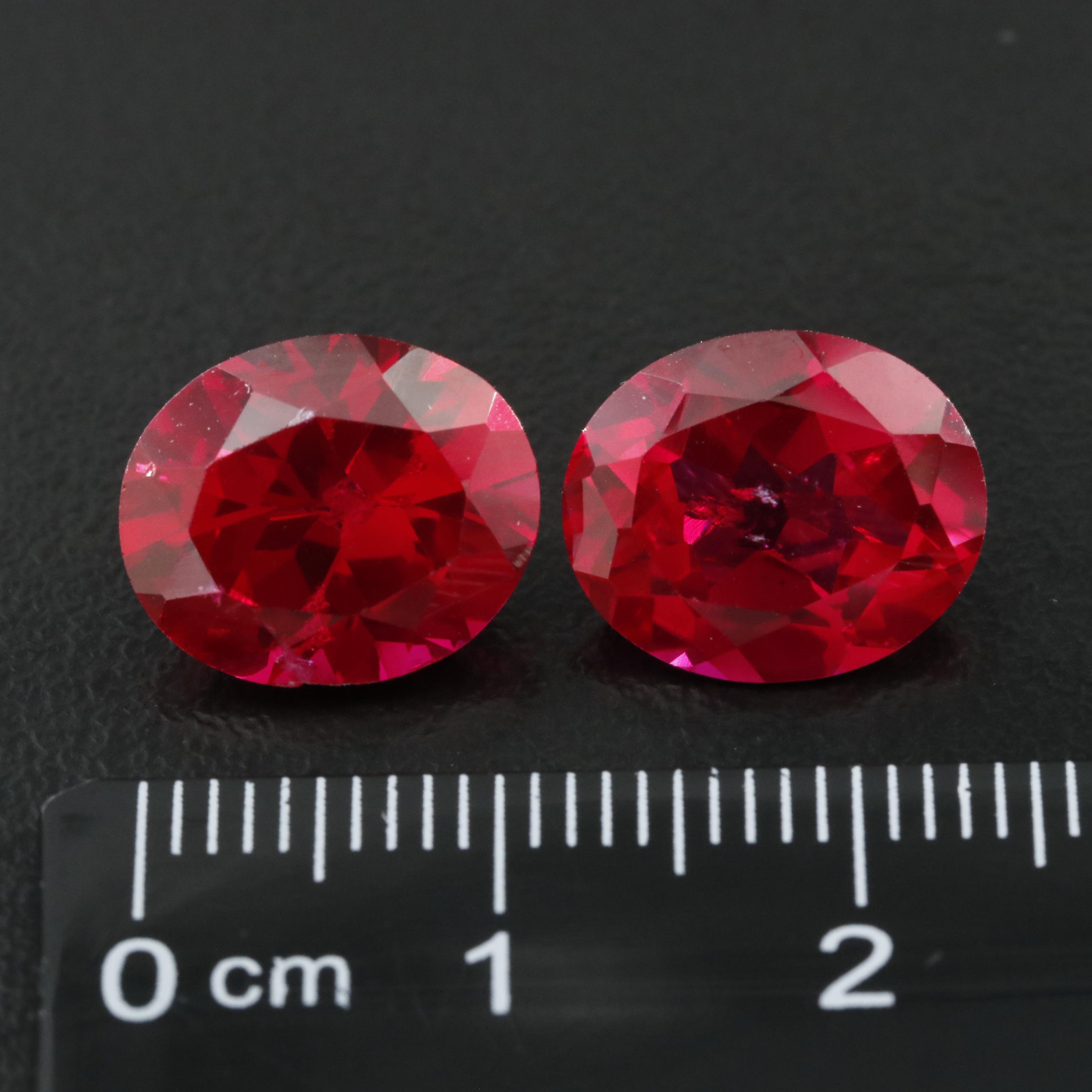Loose 11.58 CTW Matched Pair of Lab Grown Rubies