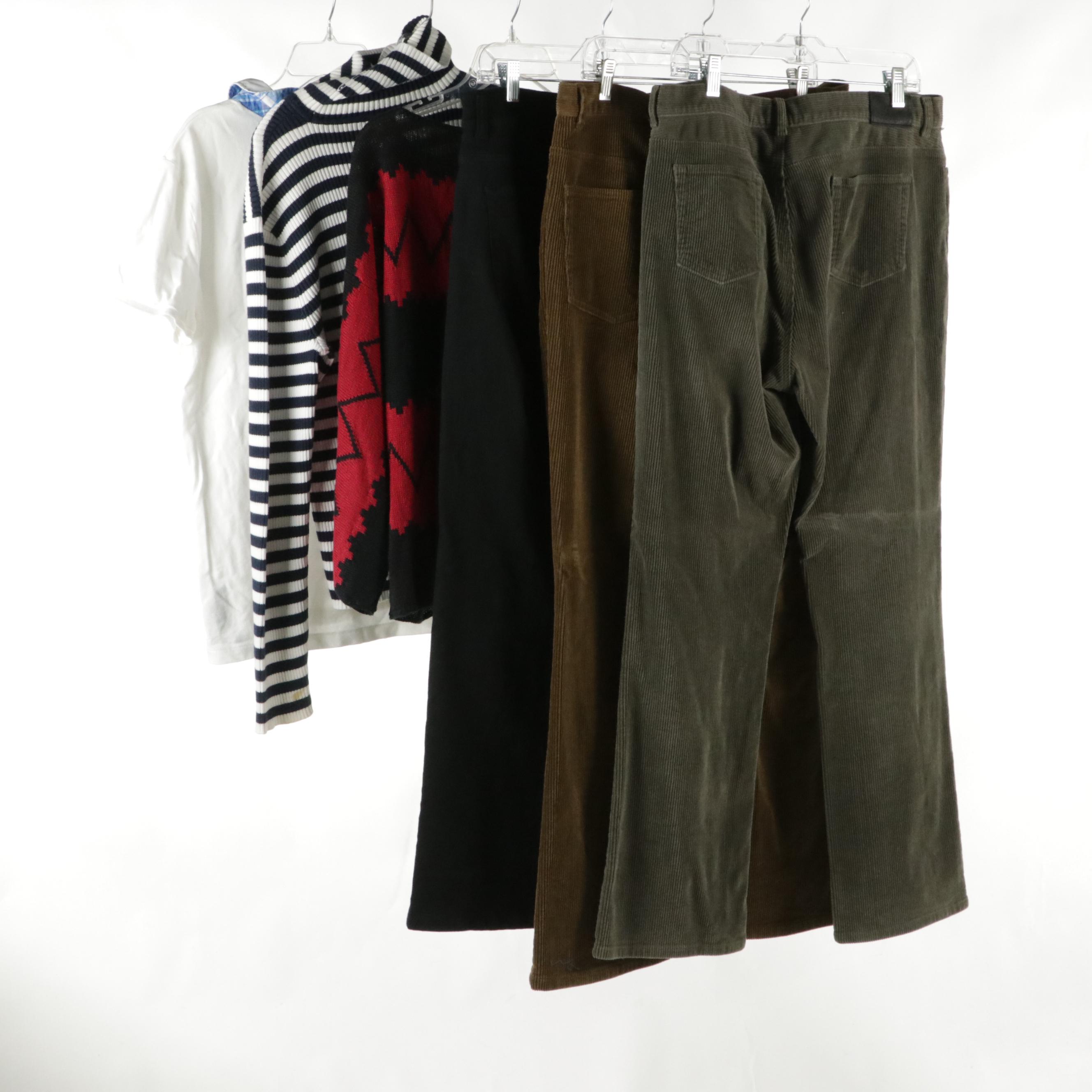 Lauren Ralph Lauren Corduroy Pants,  Black Jeans, Striped Knit Turtleneck, More