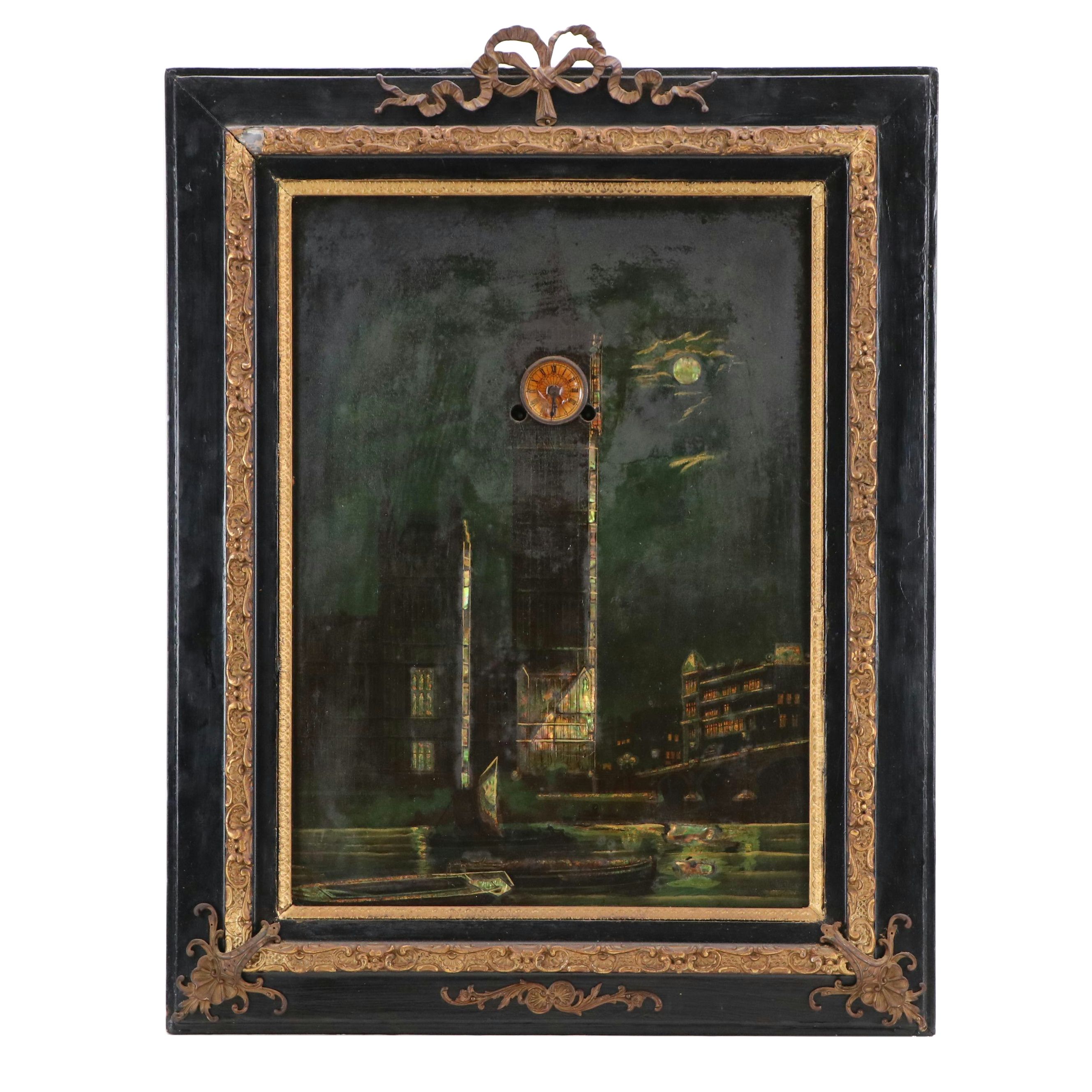 Nocturne Big Ben Clock Painting with Gilt and Embonized Frame, 1896