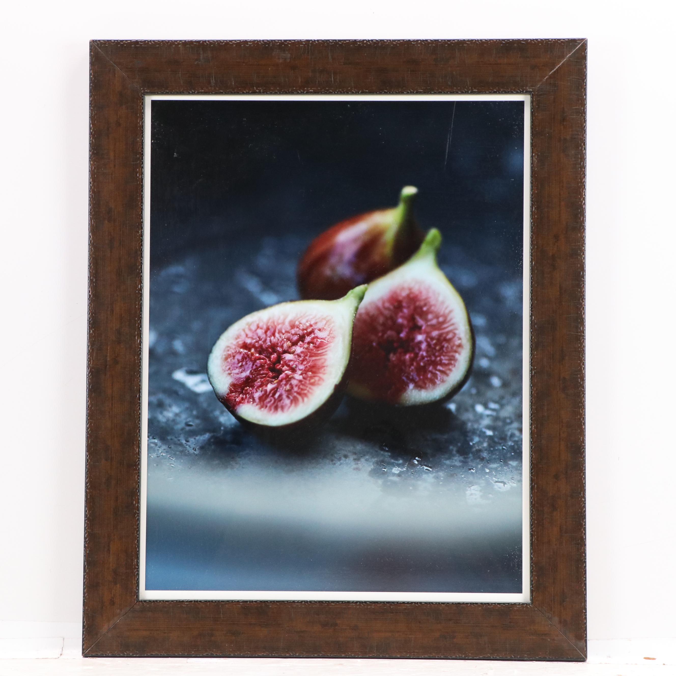 Photographic Giclées of Figs and a Chili Pepper in Engraved Wood Frames
