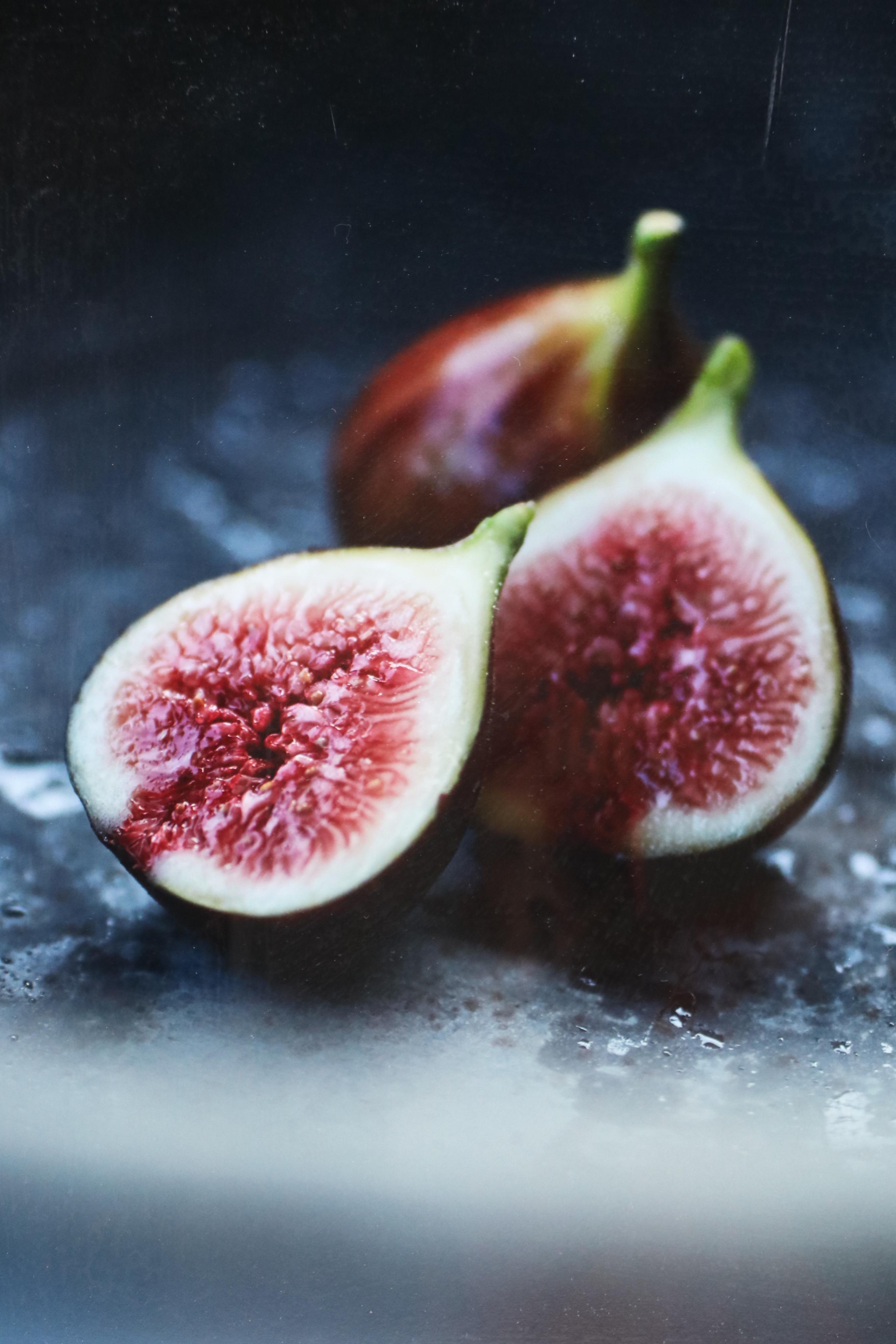 Photographic Giclées of Figs and a Chili Pepper in Engraved Wood Frames