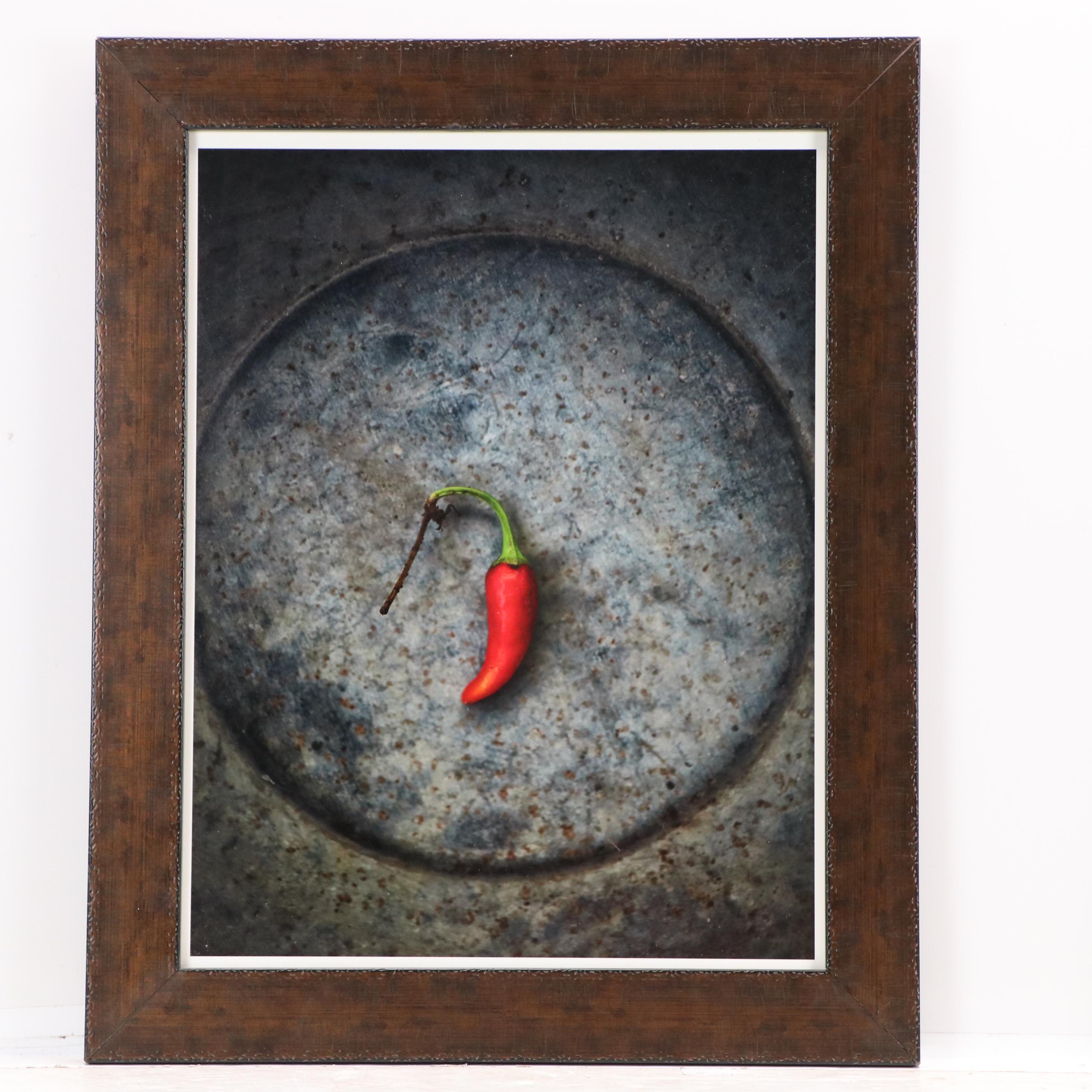 Photographic Giclées of Figs and a Chili Pepper in Engraved Wood Frames