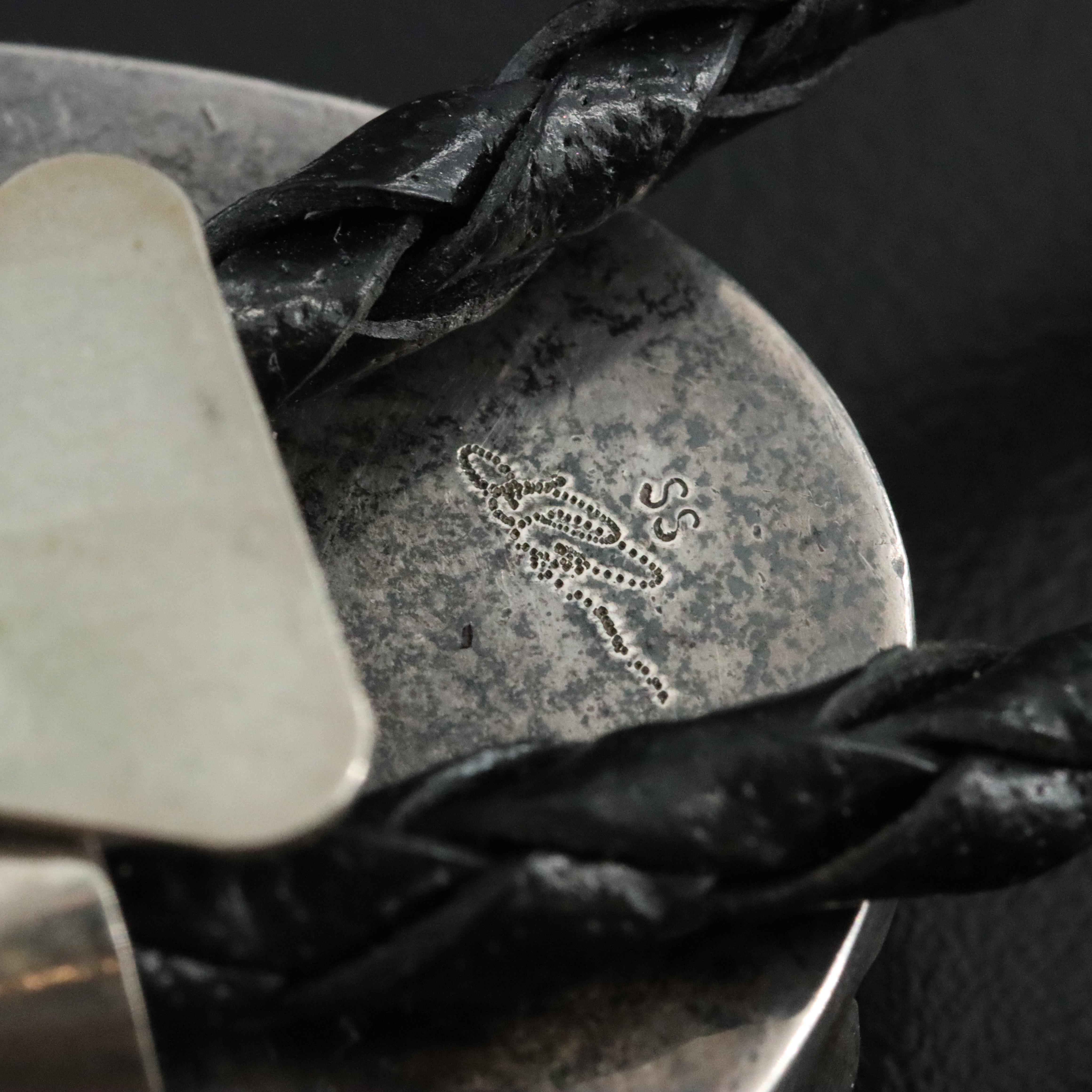 Pacific Northwestern Signed Sterling Carved Argilite Bolo Tie