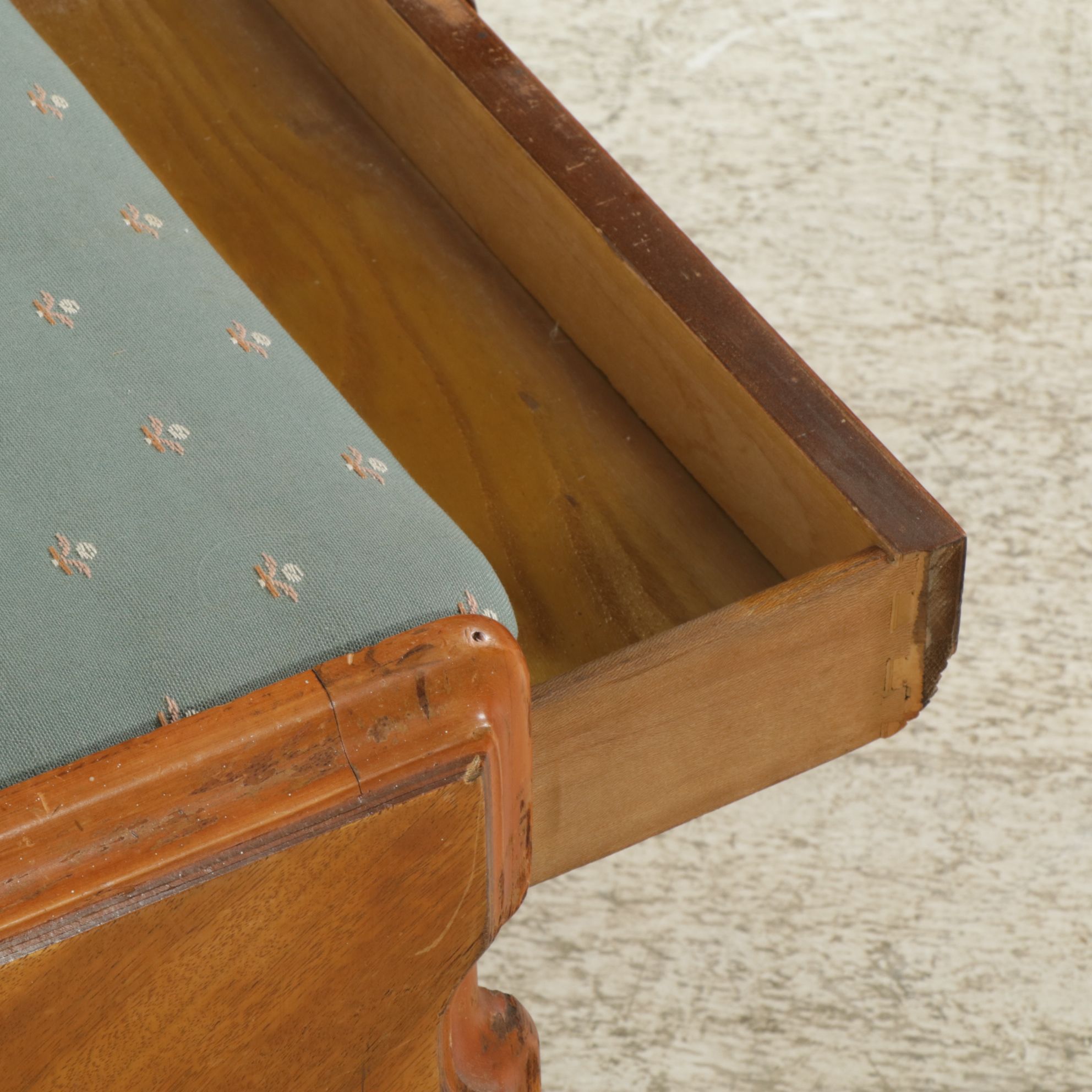 Art Deco Bench with Geometric Mahogany Veneer