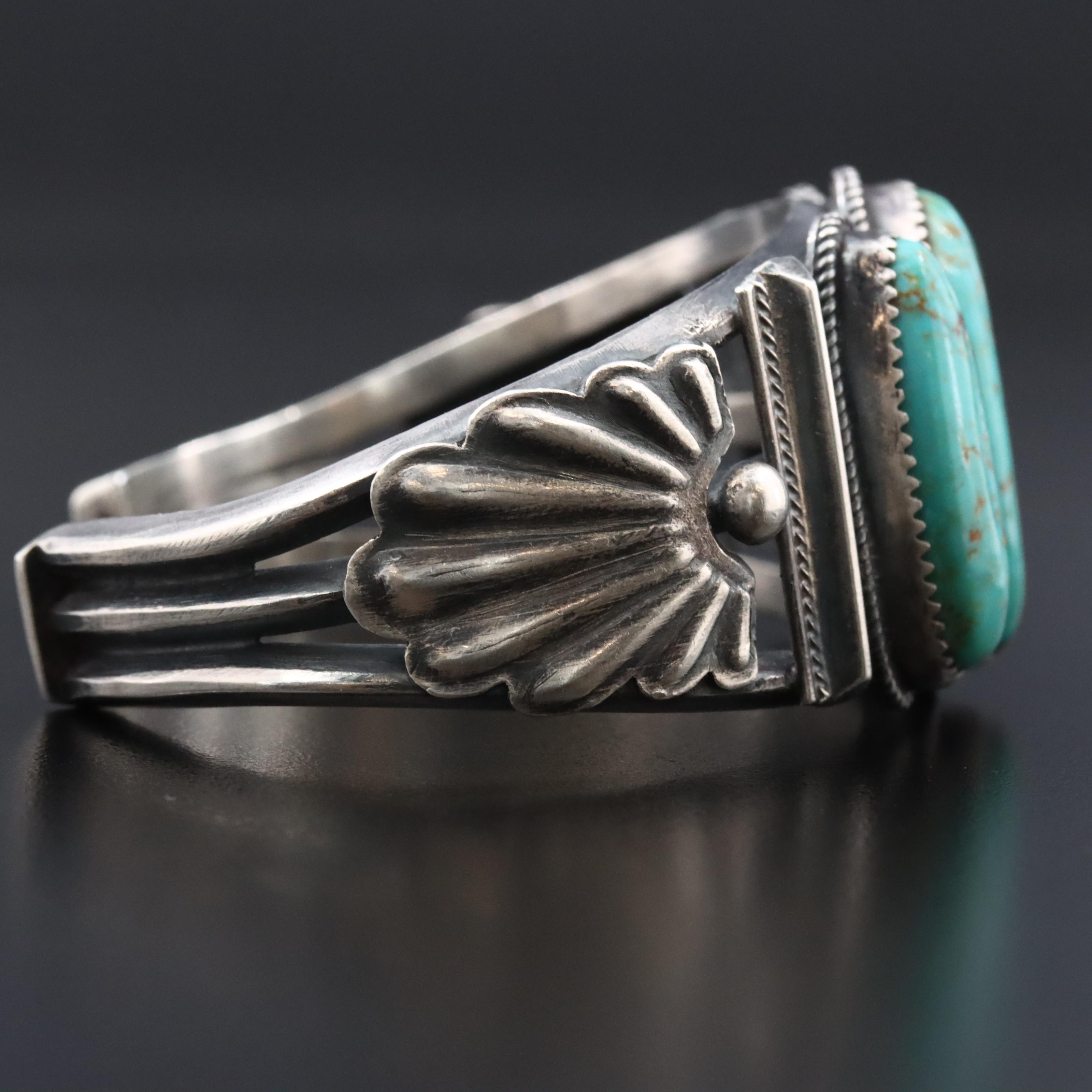 Eugene Mitchell Navajo Diné Sterling Turquoise Cuff Bracelet
