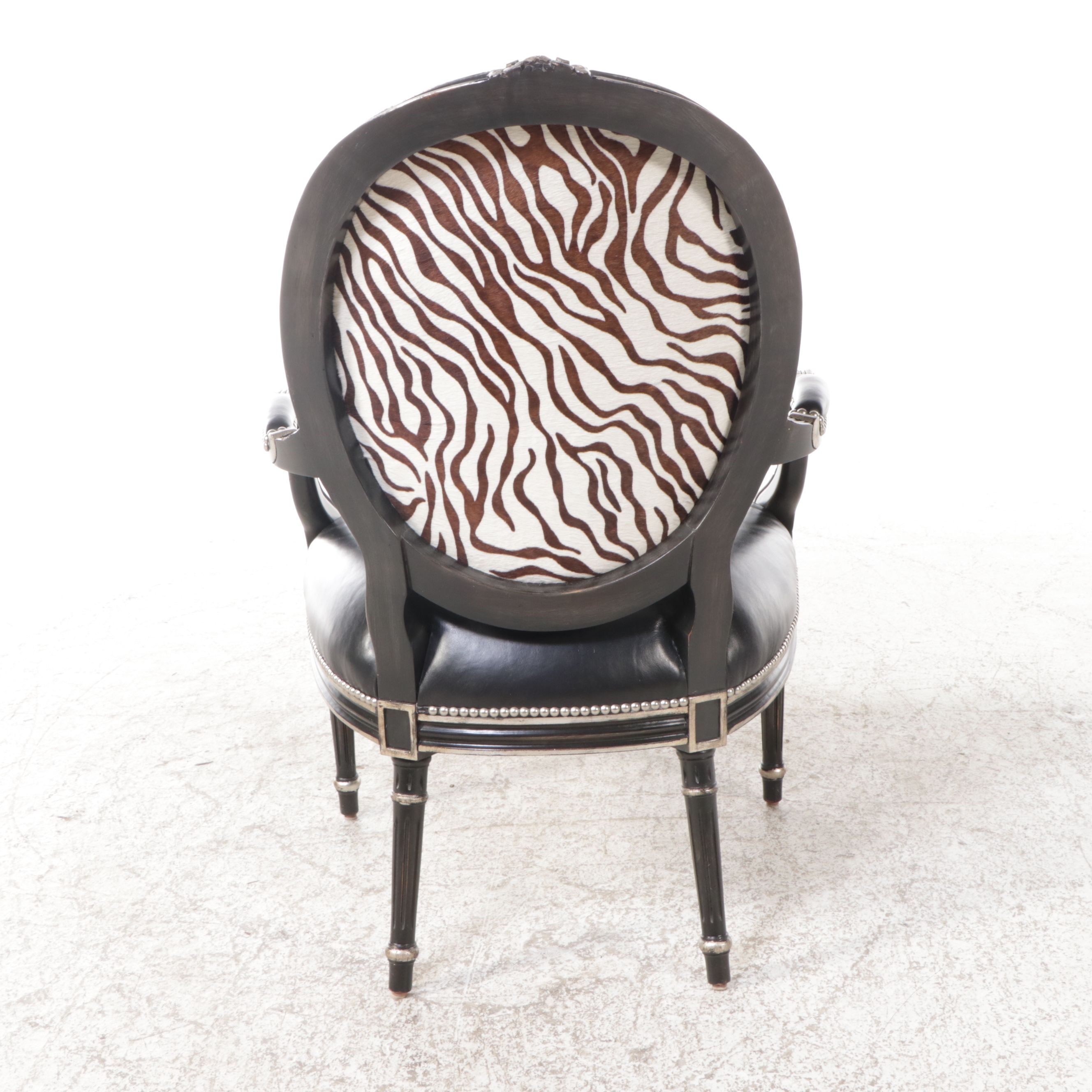 Sheraton Style Armchair with Faux Zebra Upholstery