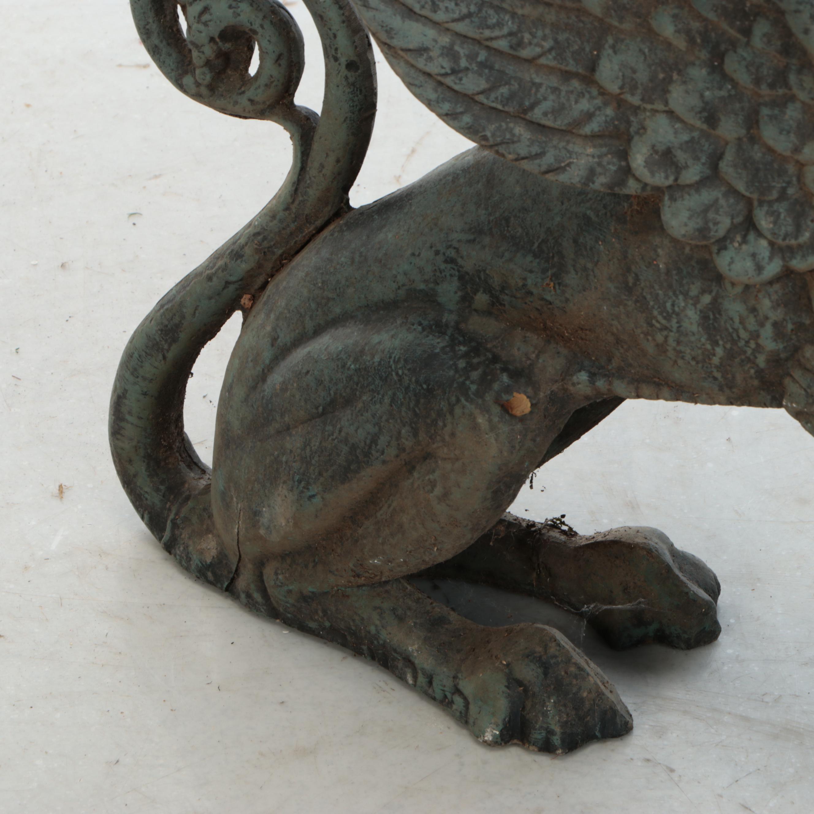 Cast Metal Griffin Outdoor Sculpture