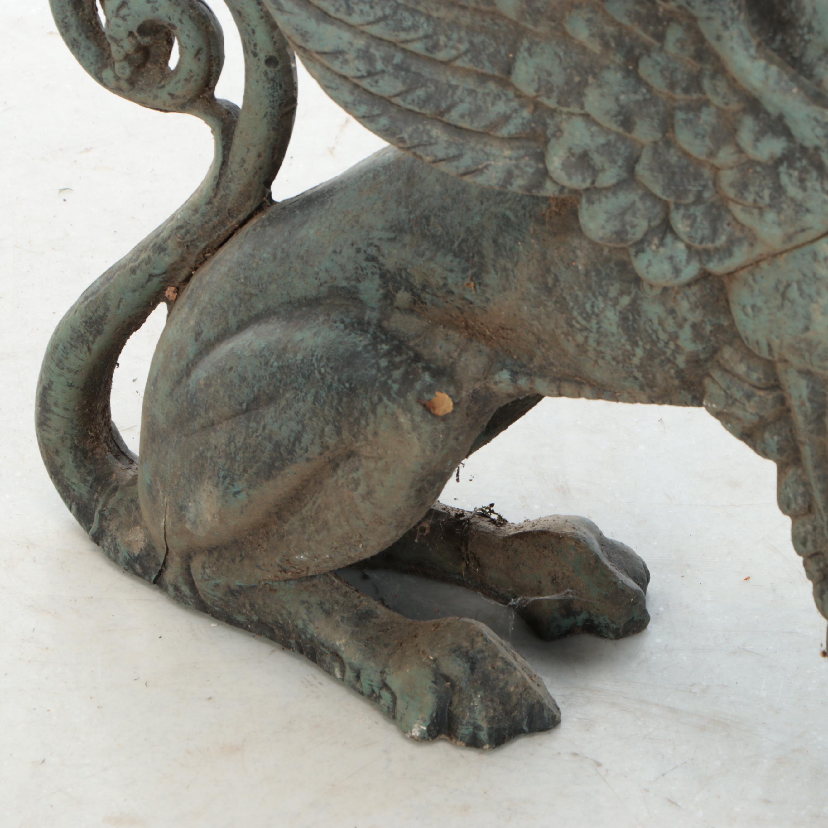 Cast Metal Griffin Outdoor Sculpture