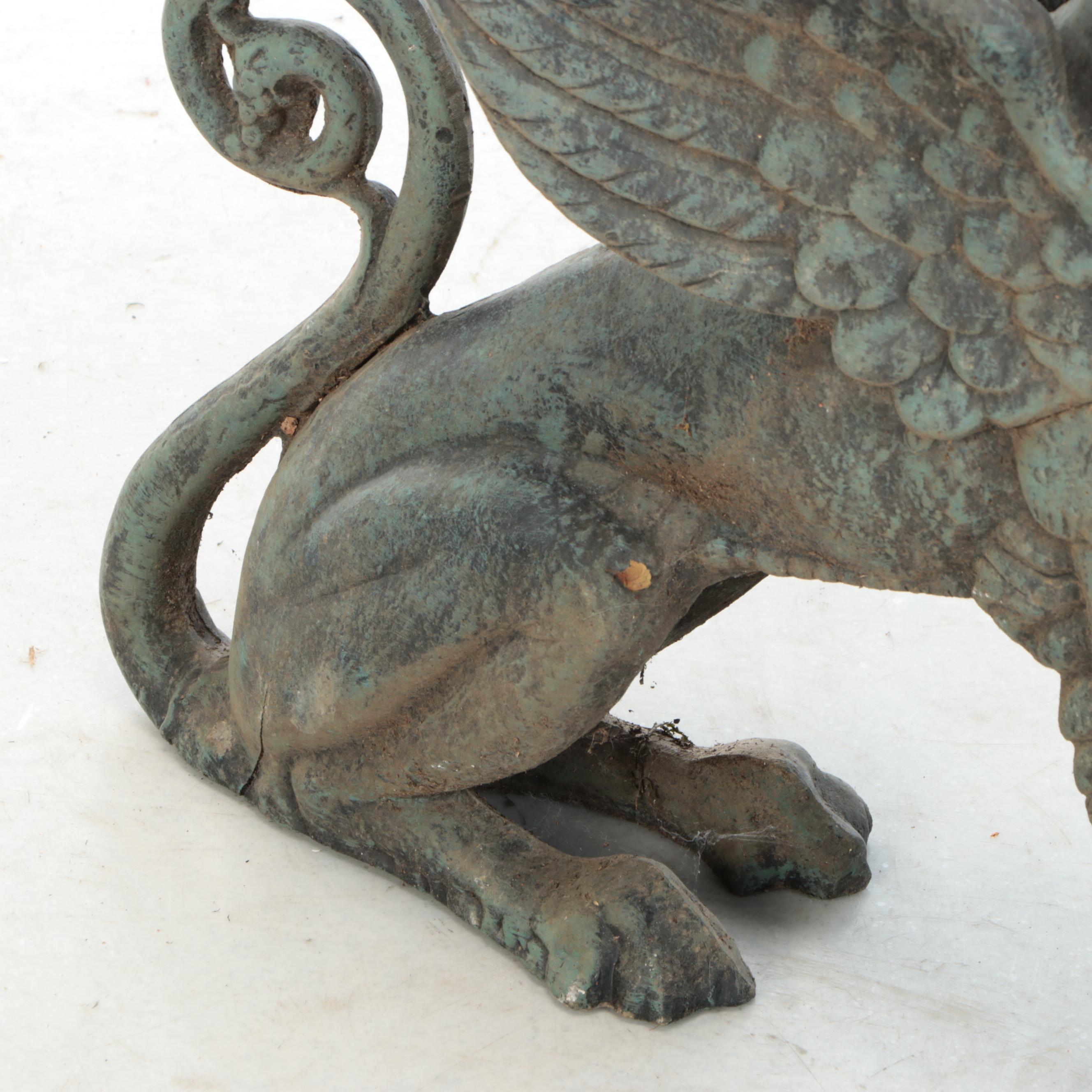 Cast Metal Griffin Outdoor Sculpture
