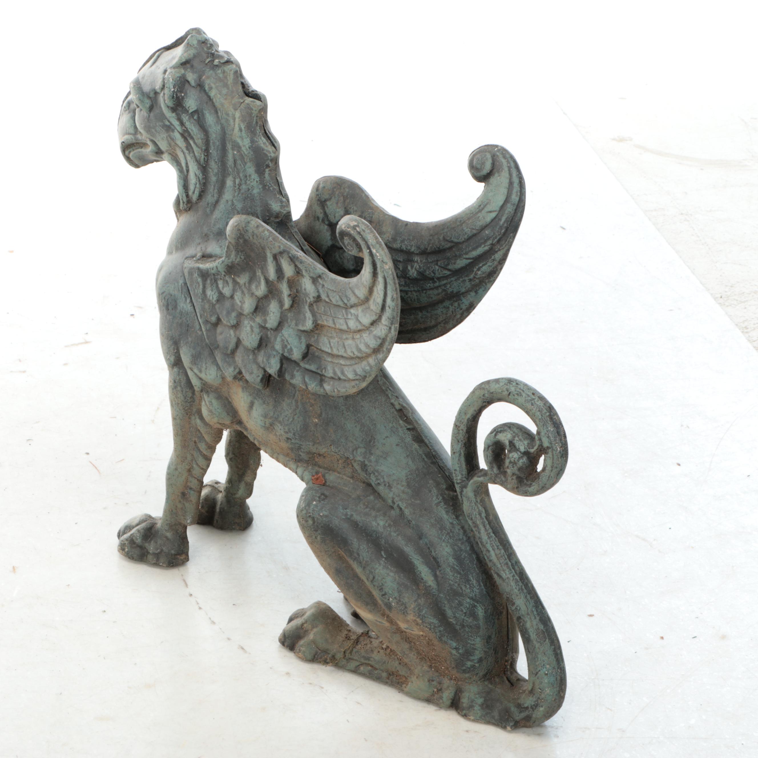 Cast Metal Griffin Outdoor Sculpture