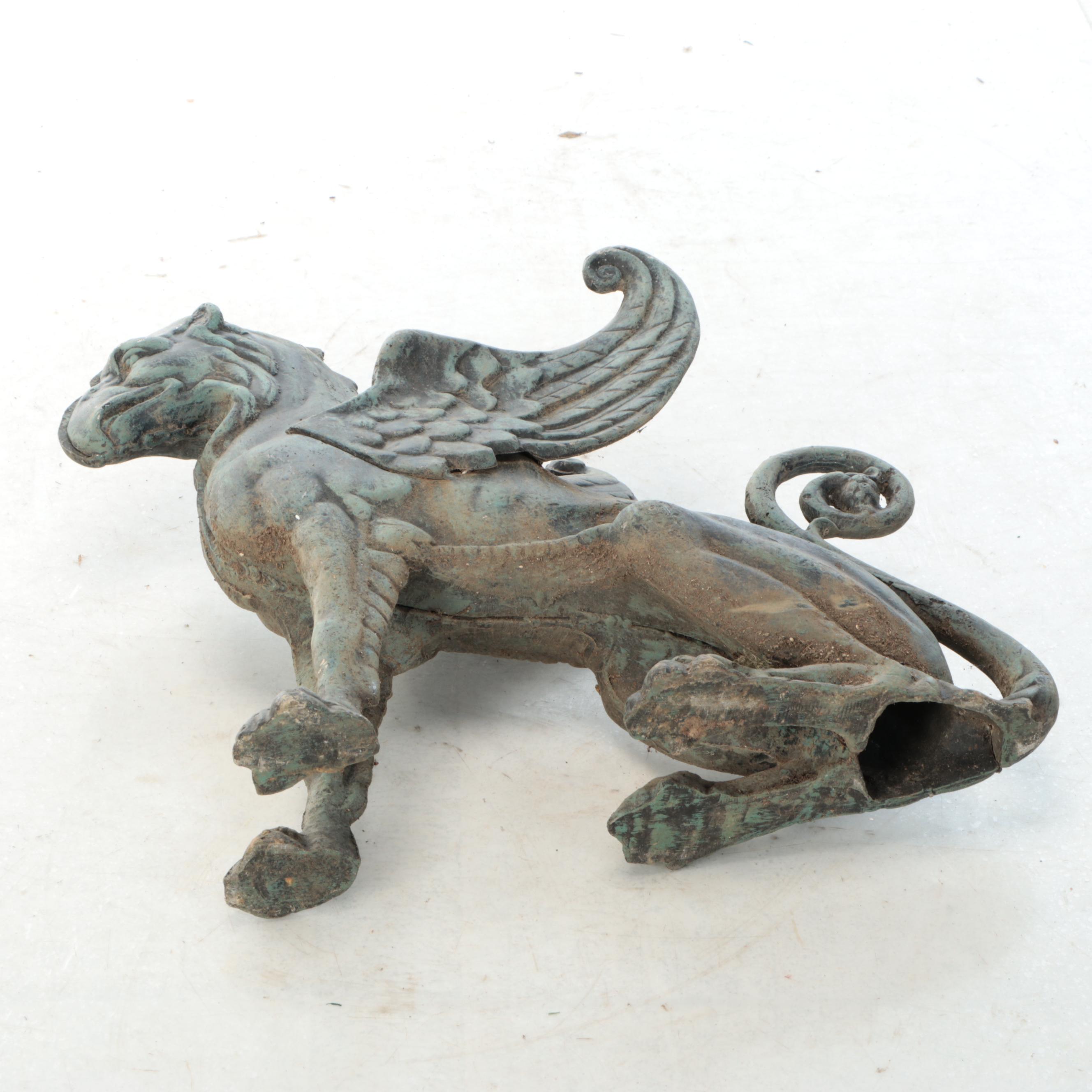 Cast Metal Griffin Outdoor Sculpture