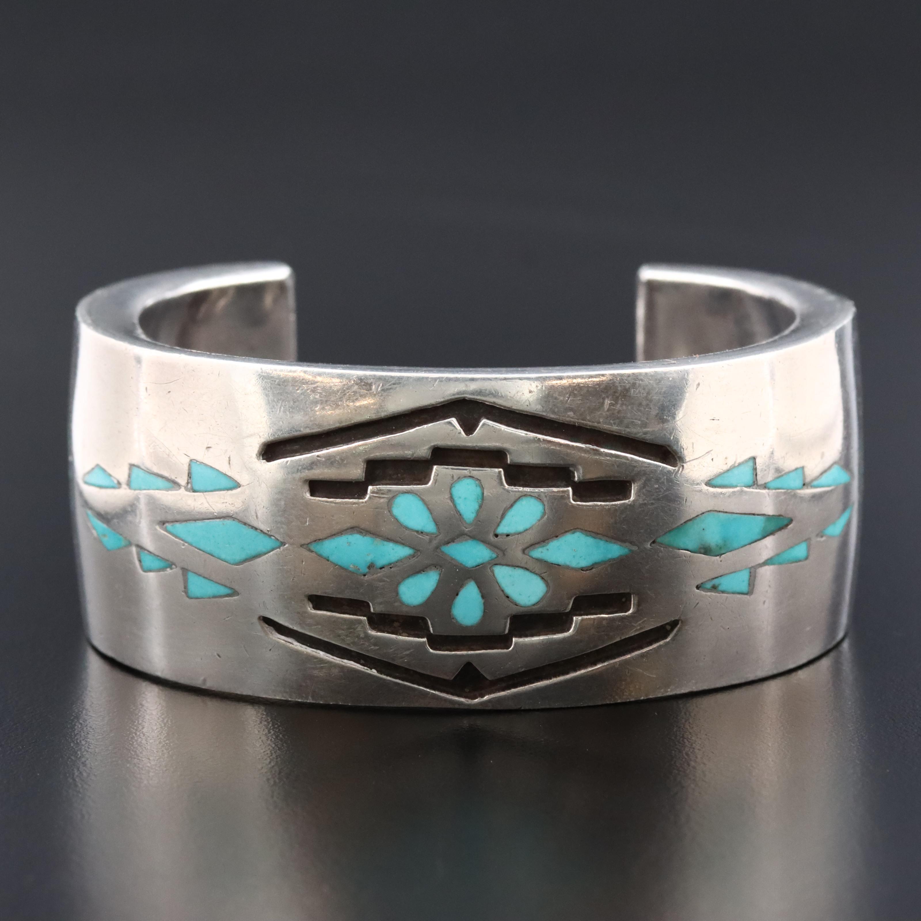 Southwestern Tommie K. Wanika Sterling Turquoise Cuff Bracelet