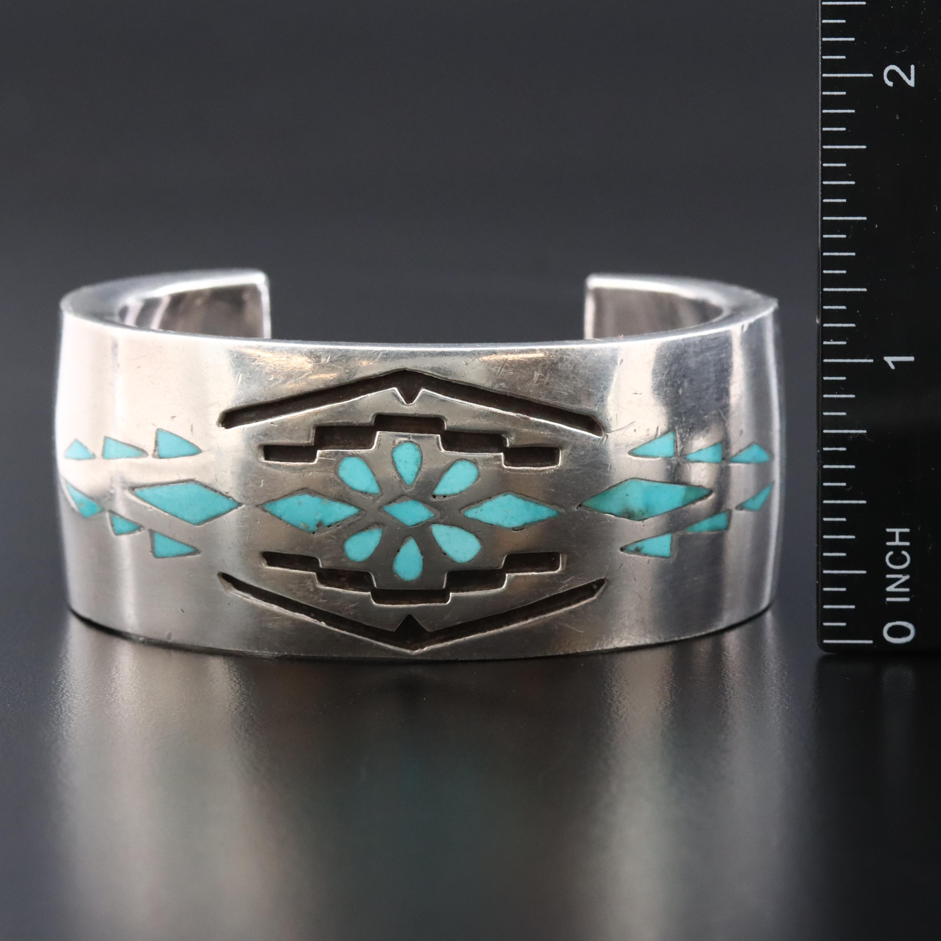Southwestern Tommie K. Wanika Sterling Turquoise Cuff Bracelet