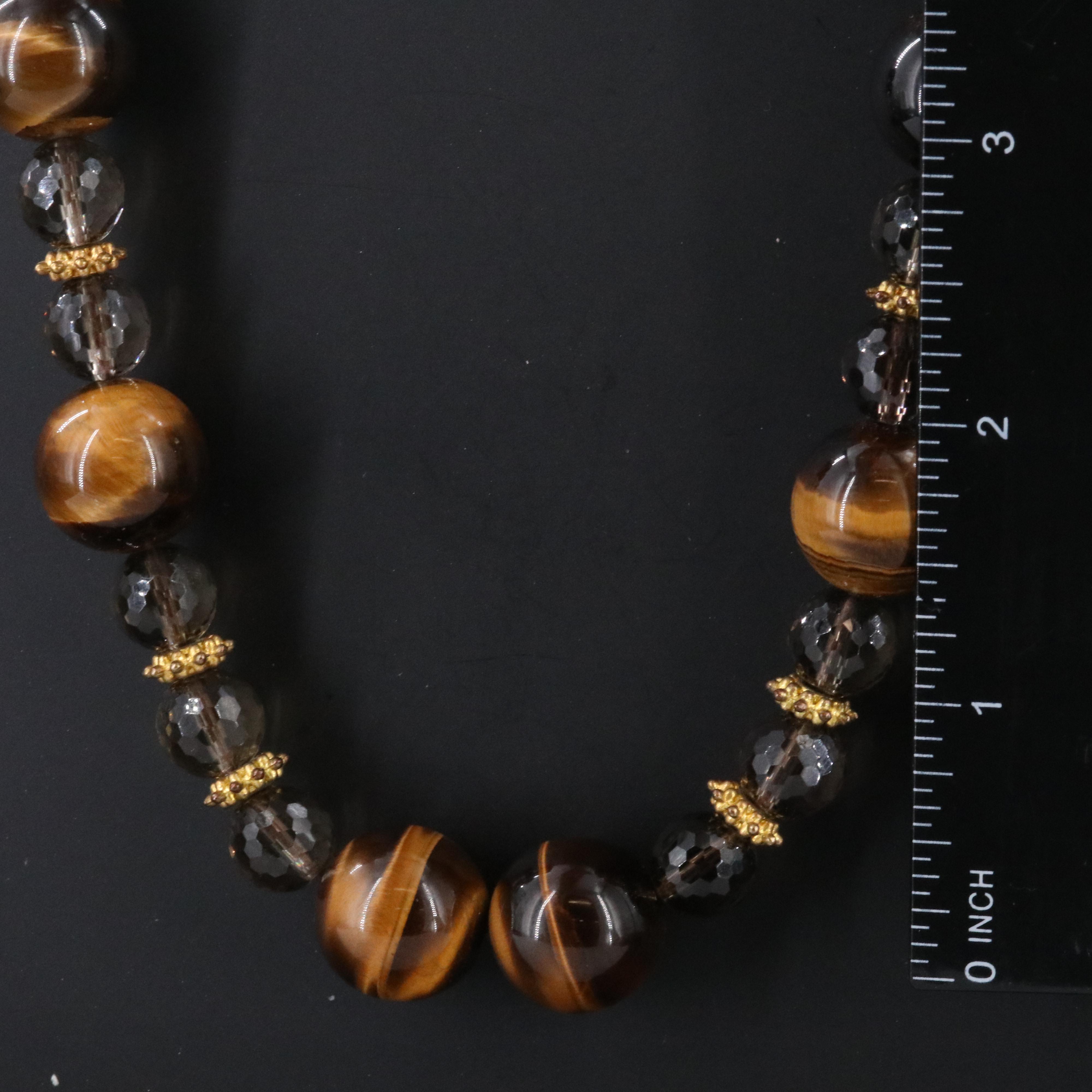Tiger's Eye and Smoky Quartz Necklace